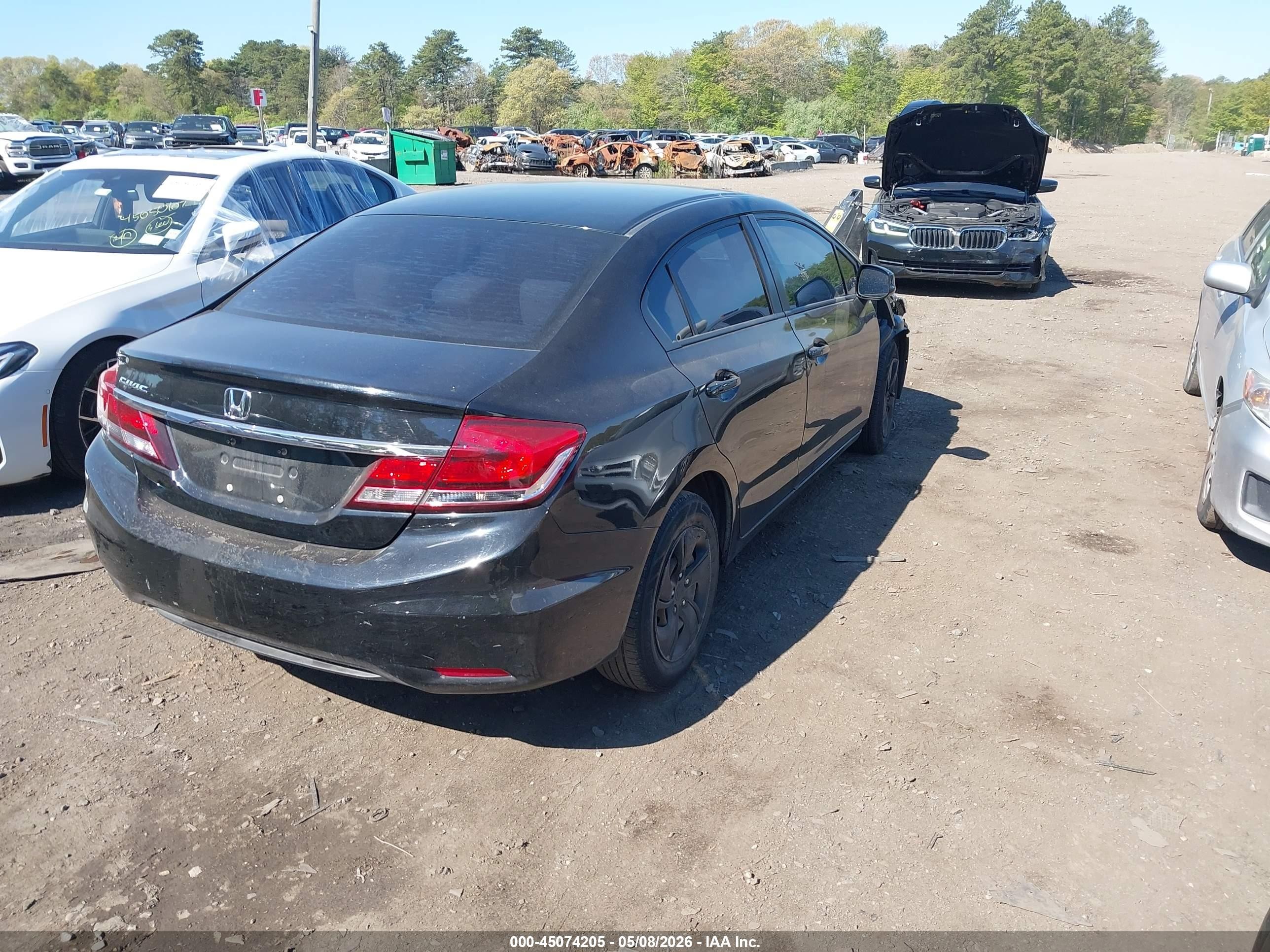 2013 Honda Civic Lx Black vin: 19XFB2F52DE205898