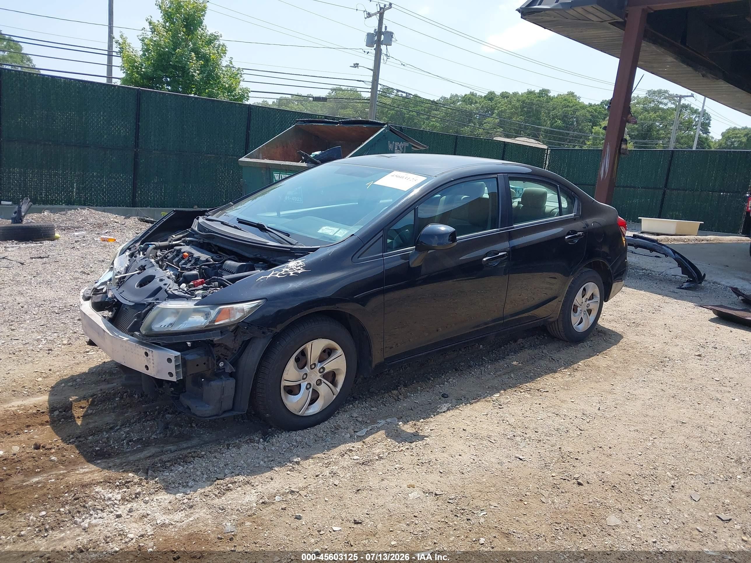 2013 Honda Civic Lx Black vin: 19XFB2F52DE279130