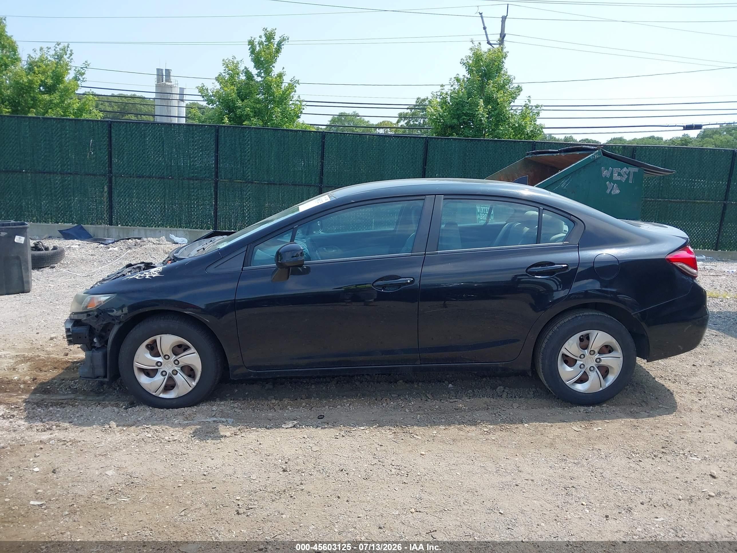 2013 Honda Civic Lx Black vin: 19XFB2F52DE279130