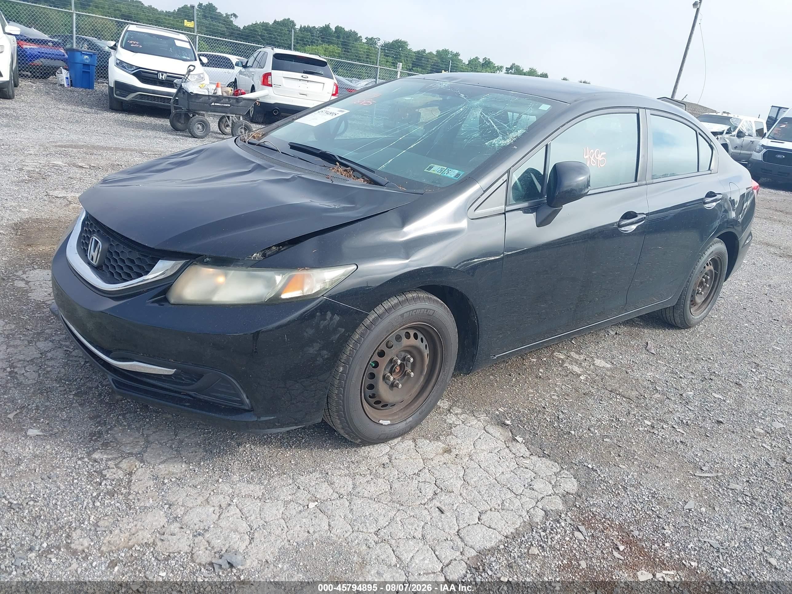 2013 Honda Civic Lx Black vin: 19XFB2F52DE279905