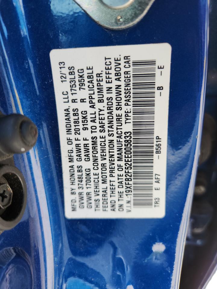 2014 Honda Civic Lx Blue vin: 19XFB2F52EE005833
