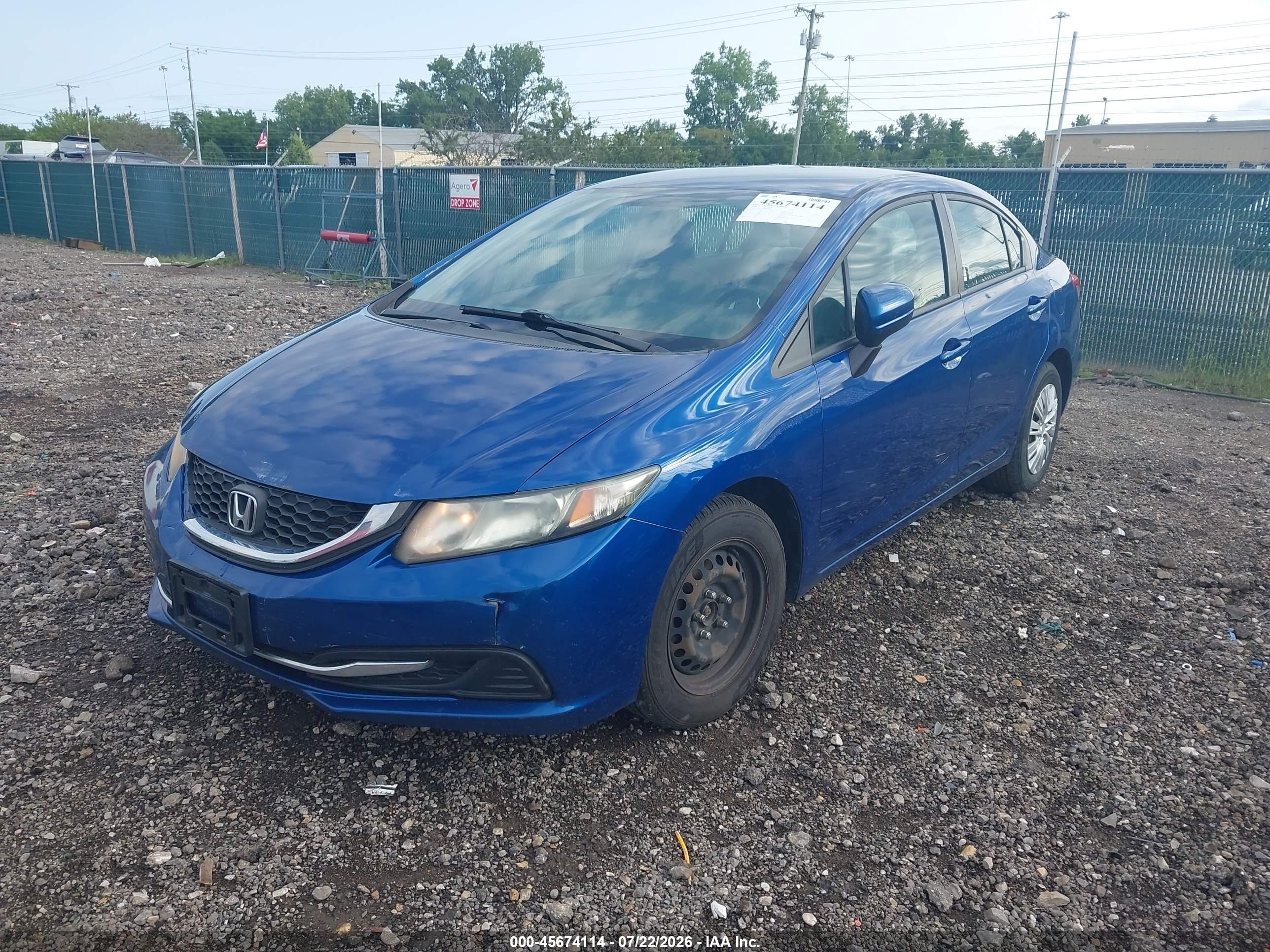 2014 Honda Civic Lx Синий vin: 19XFB2F52EE010689