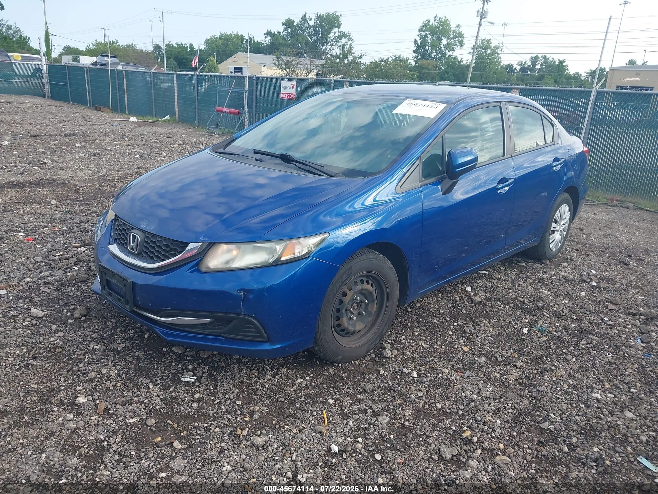 2014 Honda Civic Lx Синий vin: 19XFB2F52EE010689