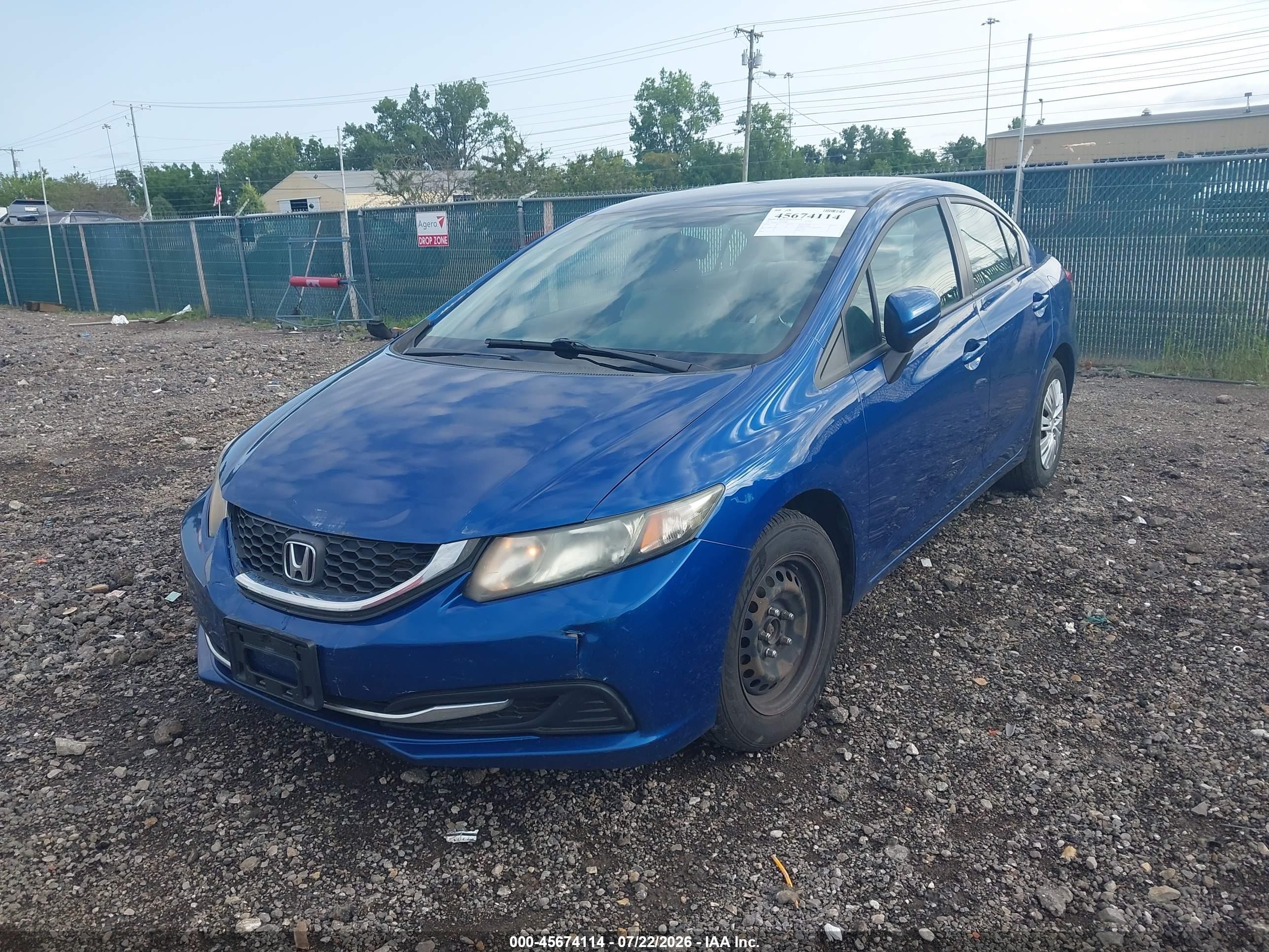 2014 Honda Civic Lx Синий vin: 19XFB2F52EE010689