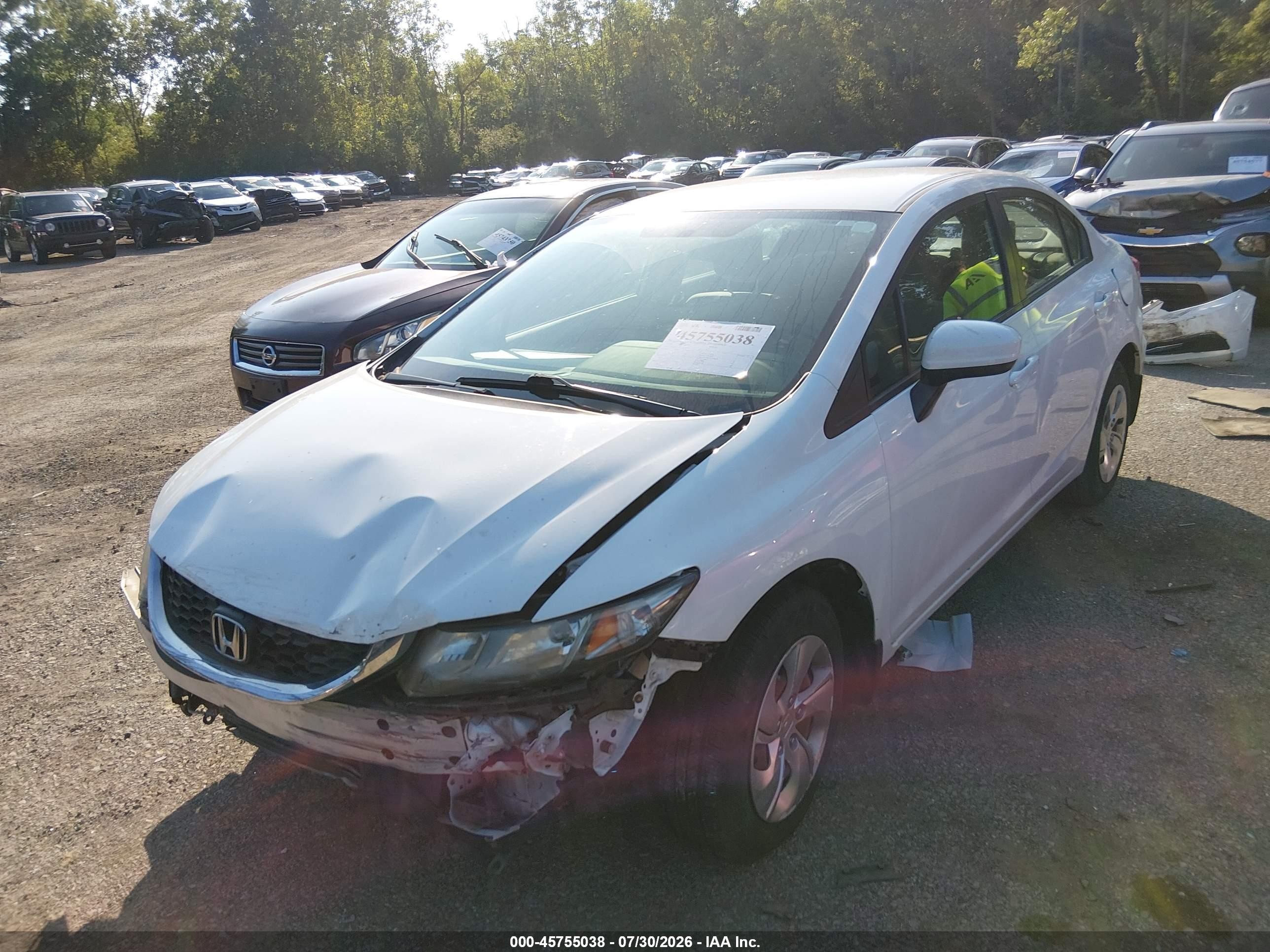 2014 Honda Civic Lx White vin: 19XFB2F52EE032479
