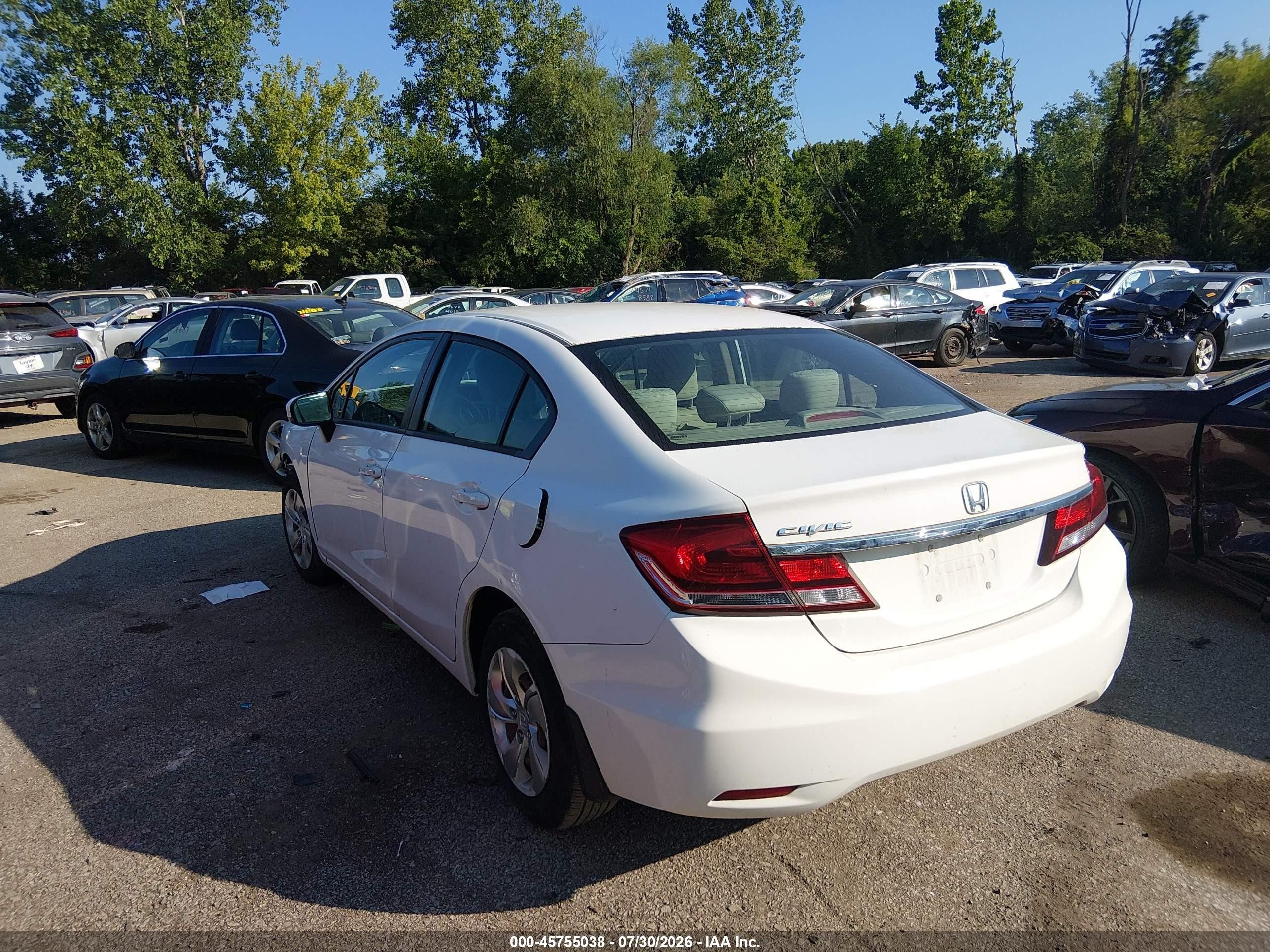 2014 Honda Civic Lx White vin: 19XFB2F52EE032479