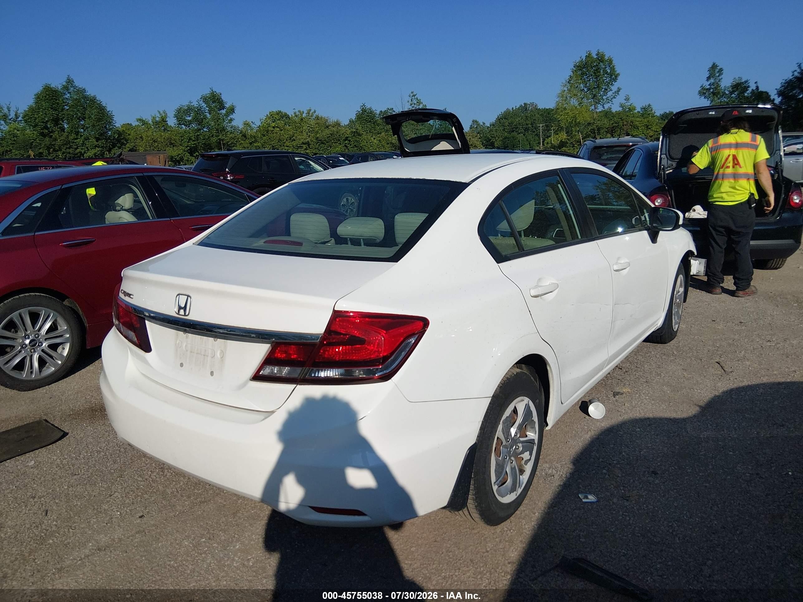 2014 Honda Civic Lx White vin: 19XFB2F52EE032479