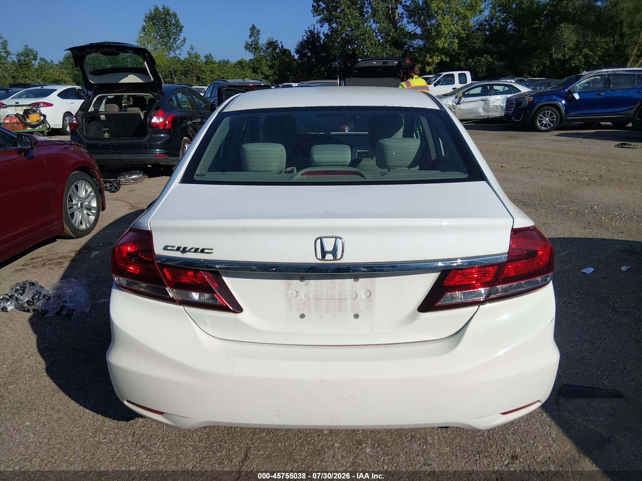 2014 Honda Civic Lx White vin: 19XFB2F52EE032479