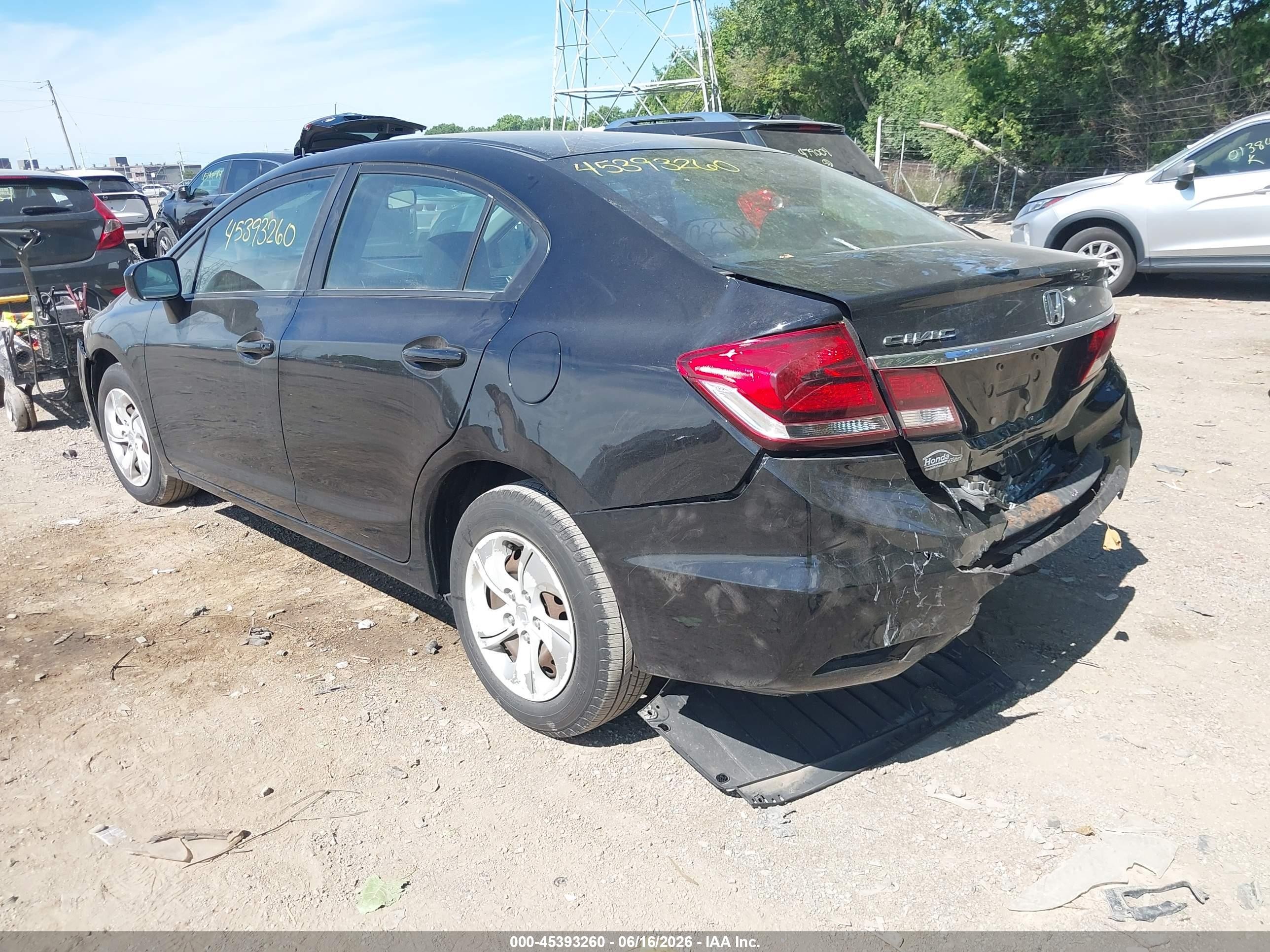 2014 Honda Civic Lx Black vin: 19XFB2F52EE053834
