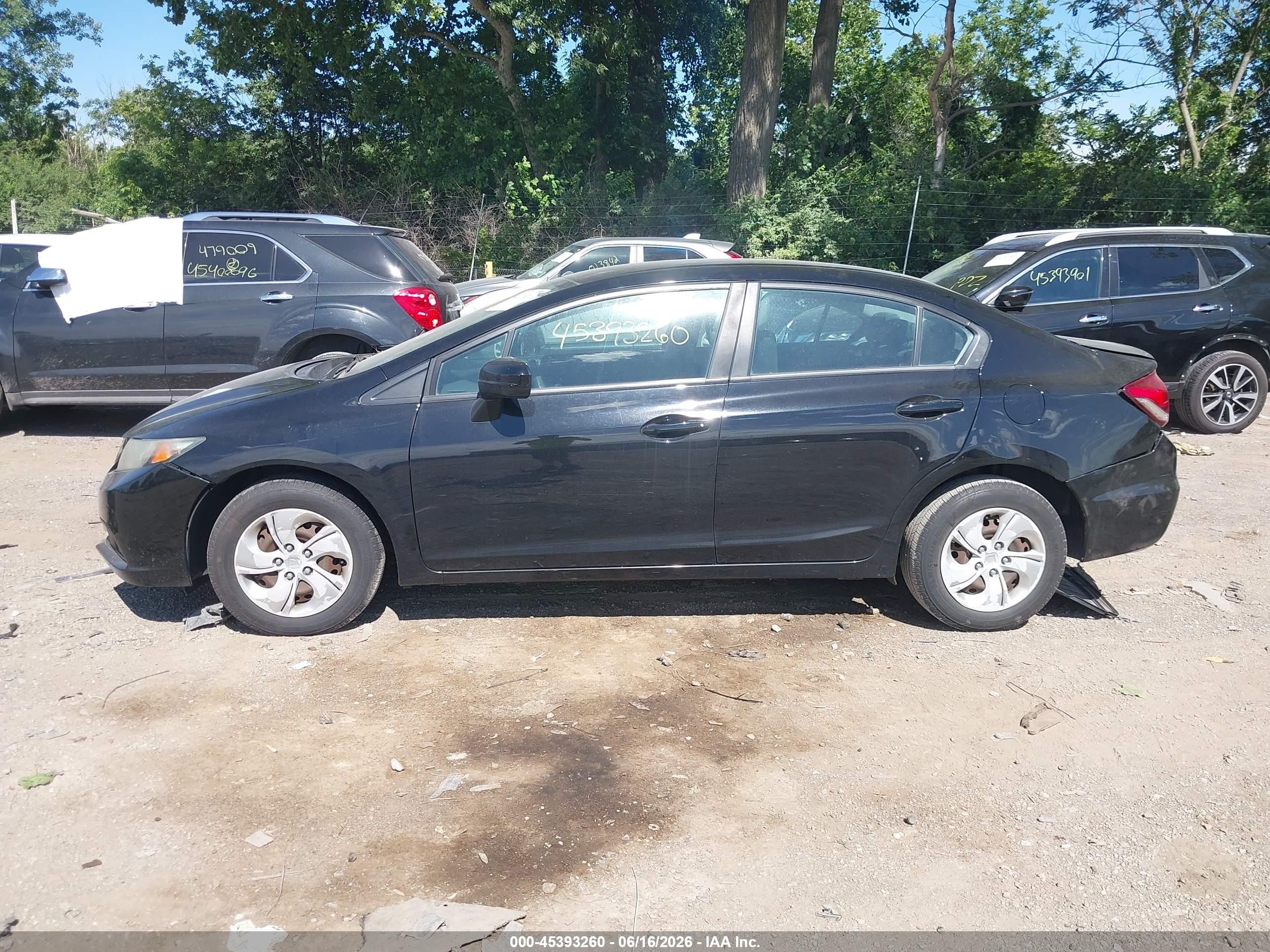 2014 Honda Civic Lx Black vin: 19XFB2F52EE053834