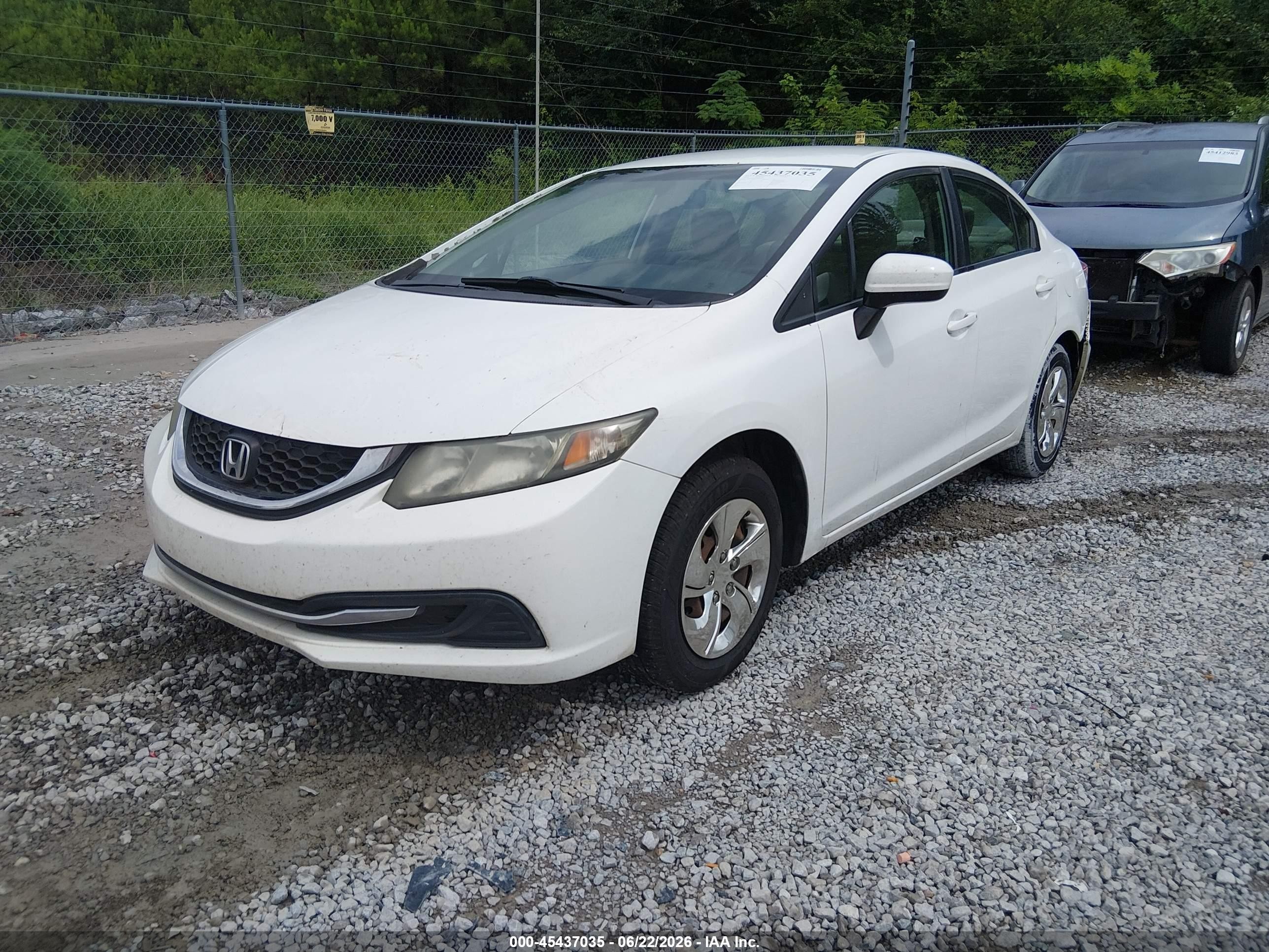 2014 Honda Civic Lx White vin: 19XFB2F52EE080094
