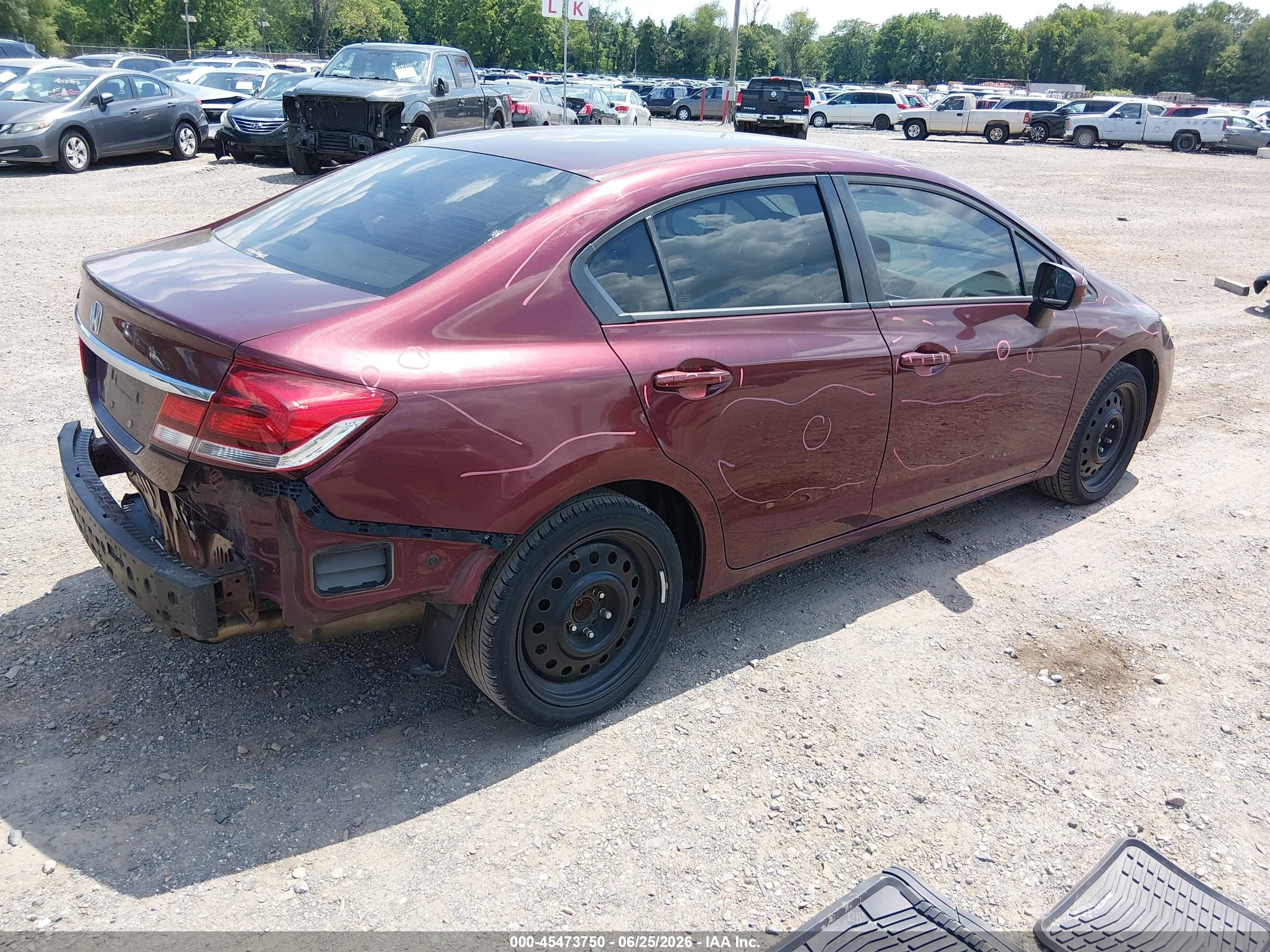 2014 Honda Civic Lx Burgundy vin: 19XFB2F52EE204462