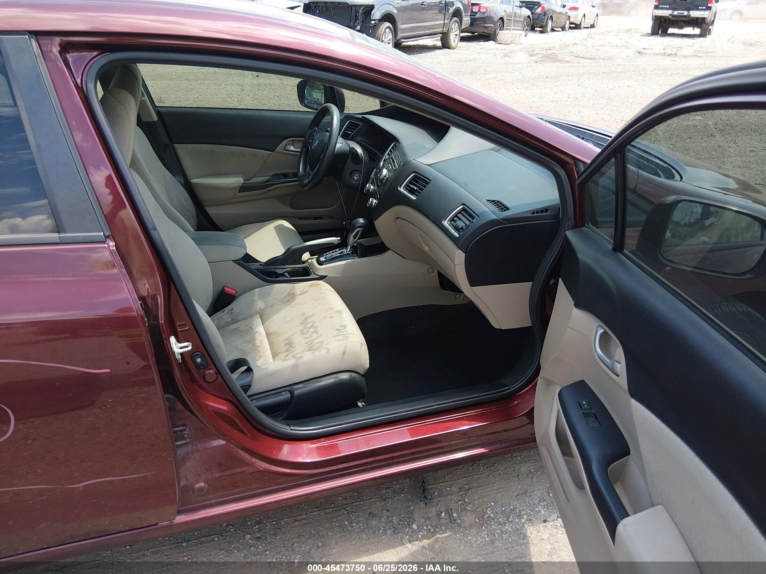 2014 Honda Civic Lx Burgundy vin: 19XFB2F52EE204462
