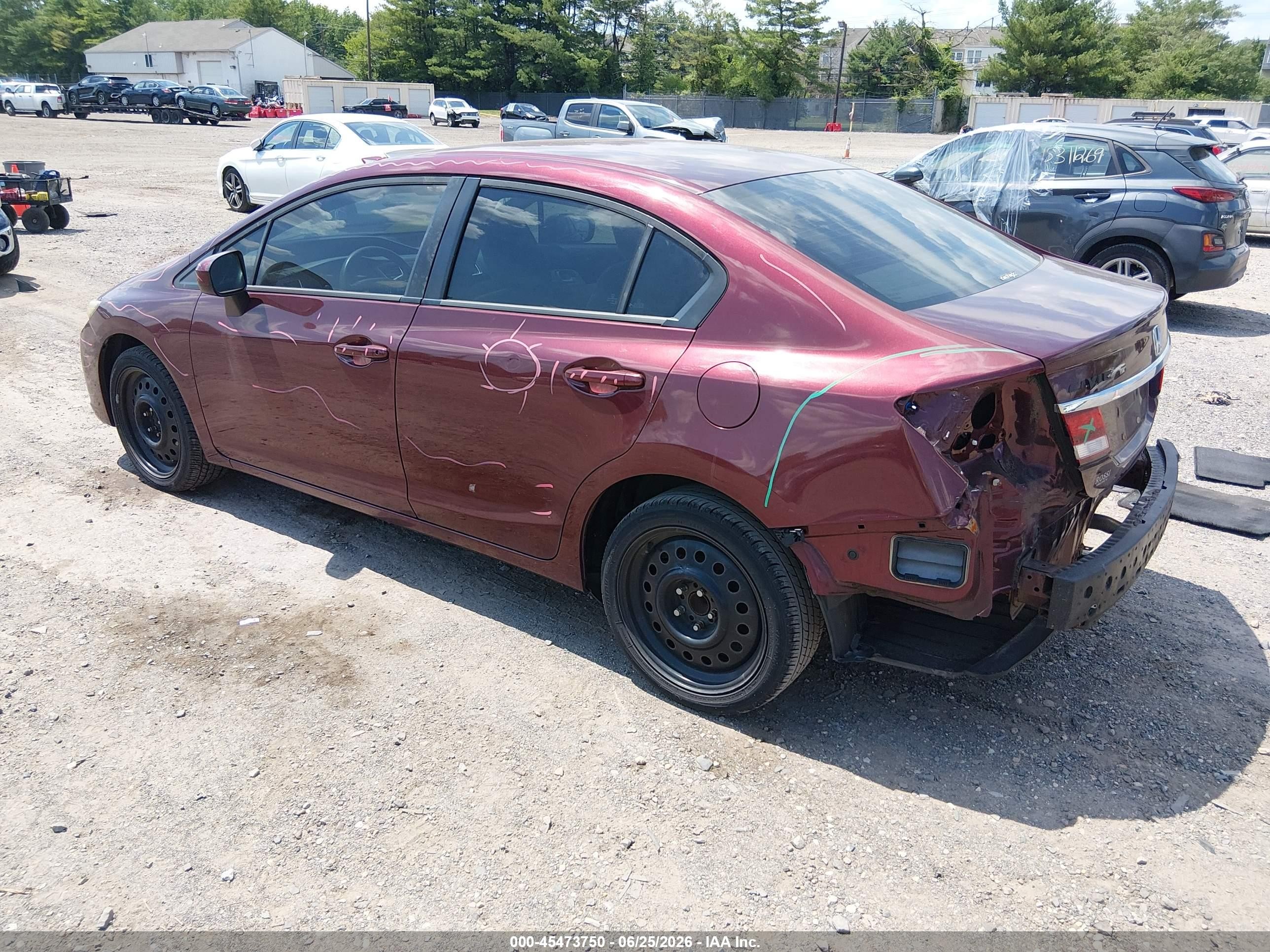 2014 Honda Civic Lx Burgundy vin: 19XFB2F52EE204462