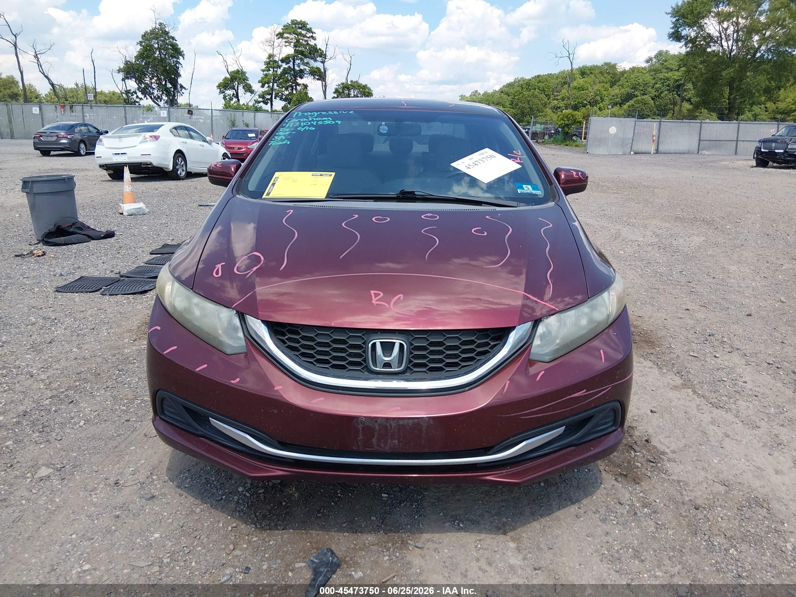 2014 Honda Civic Lx Burgundy vin: 19XFB2F52EE204462