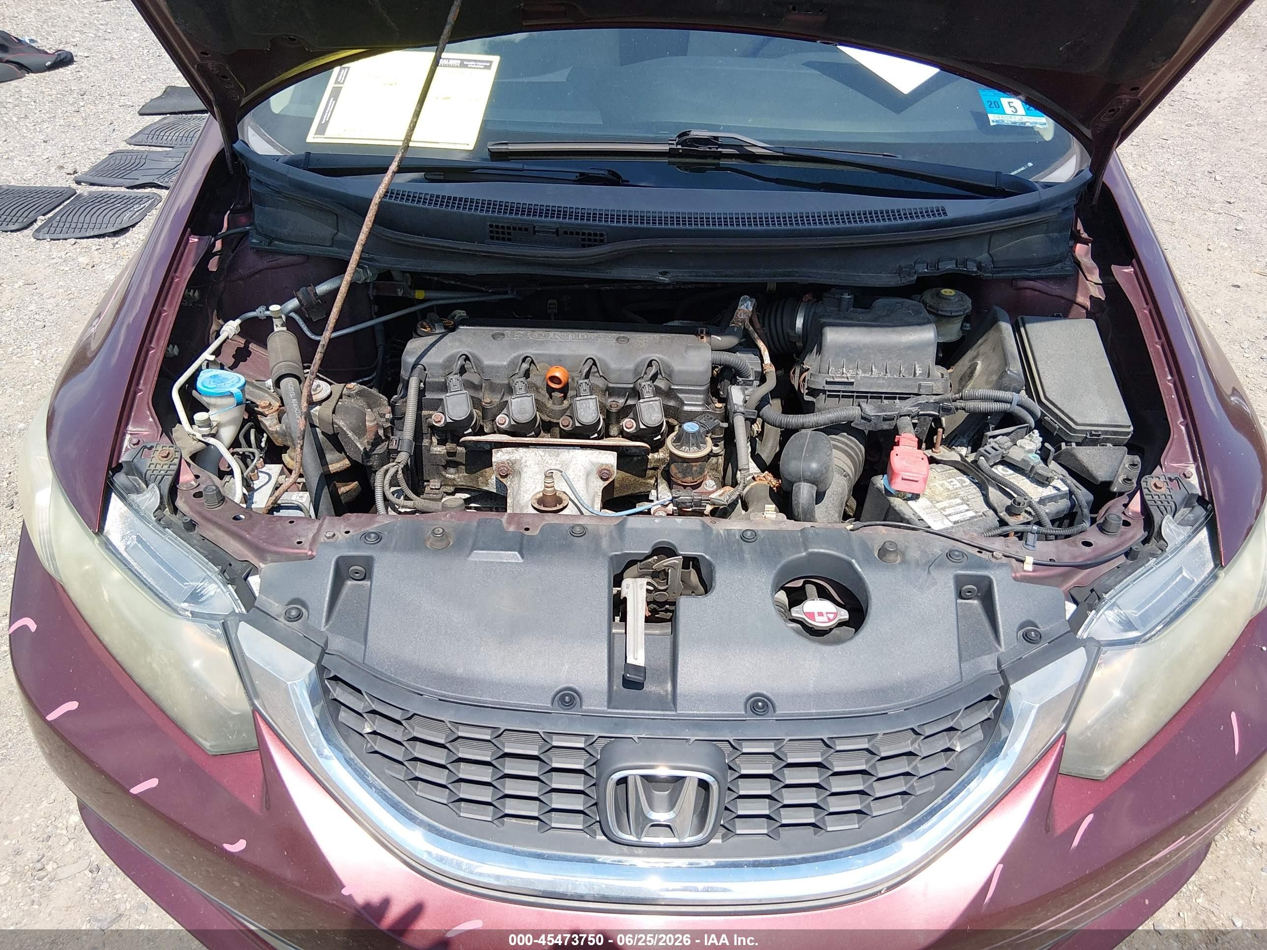 2014 Honda Civic Lx Burgundy vin: 19XFB2F52EE204462