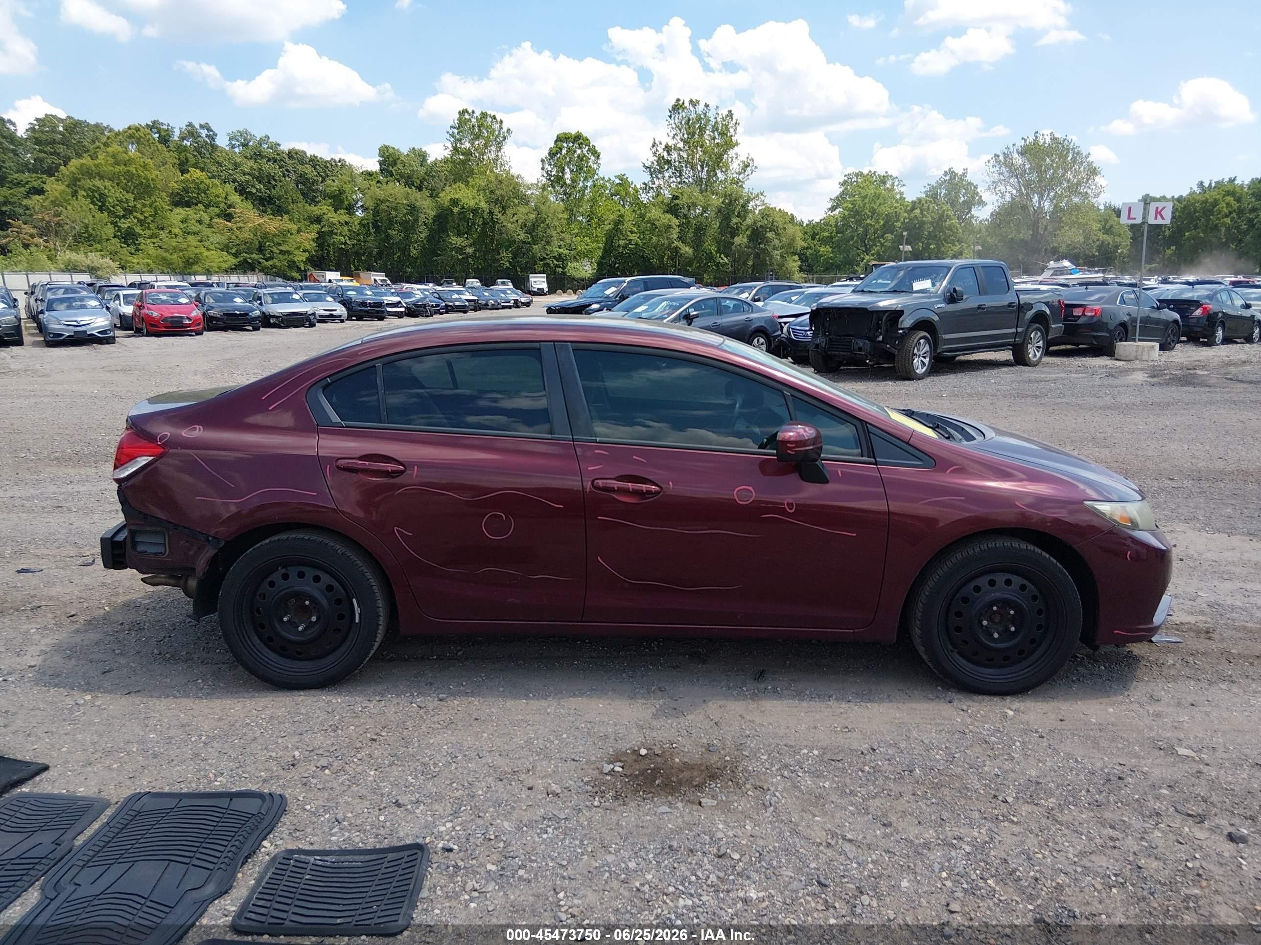 2014 Honda Civic Lx Burgundy vin: 19XFB2F52EE204462