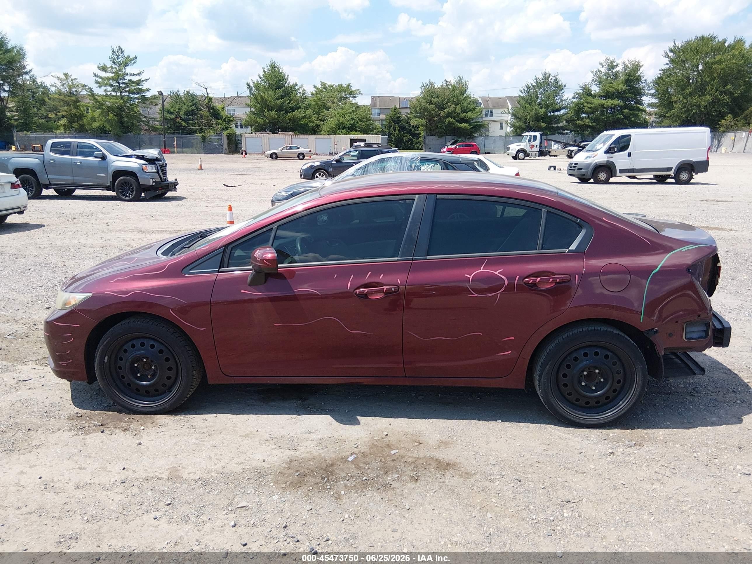 2014 Honda Civic Lx Burgundy vin: 19XFB2F52EE204462