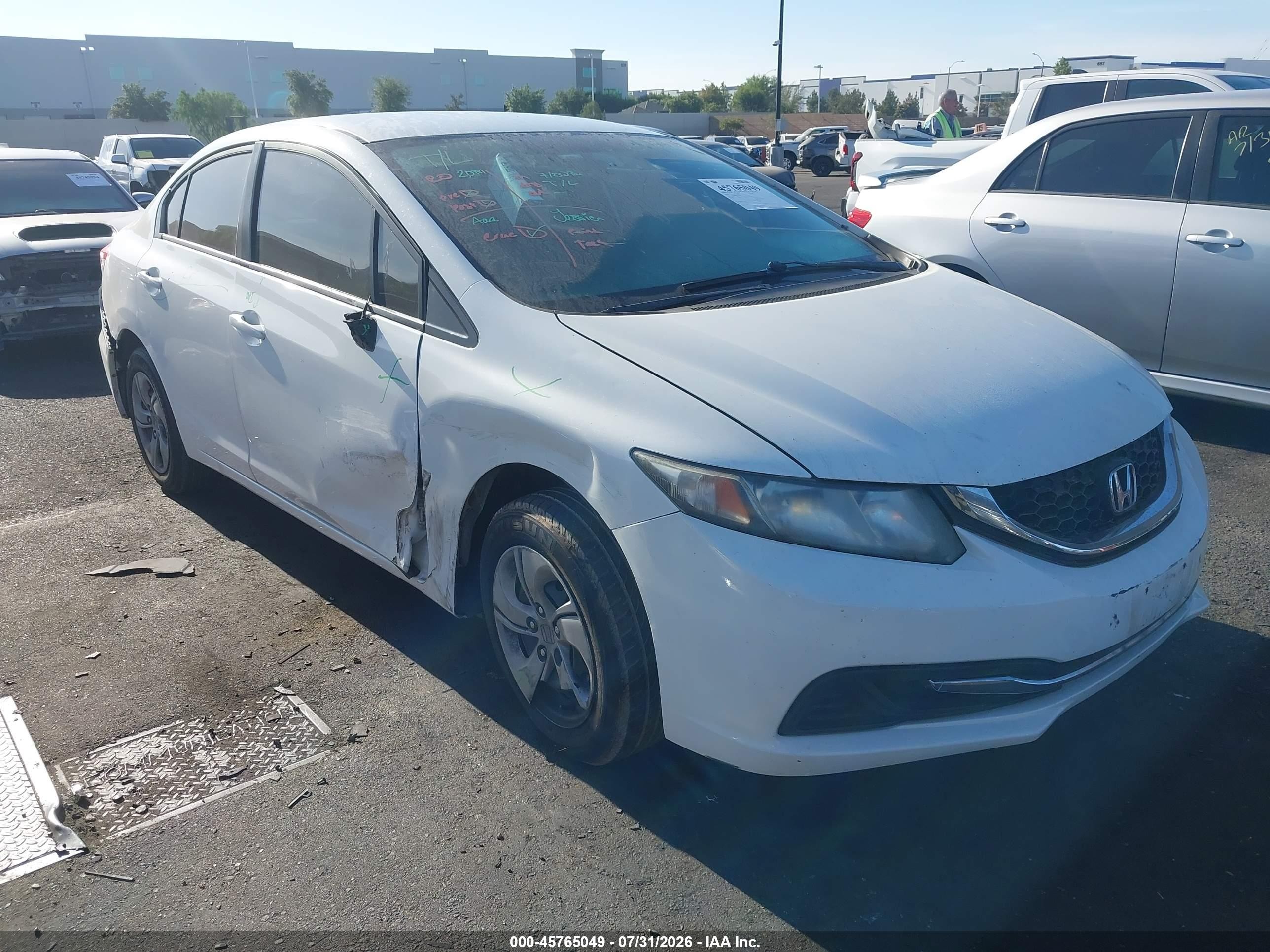 2014 Honda Civic Lx White vin: 19XFB2F52EE204543