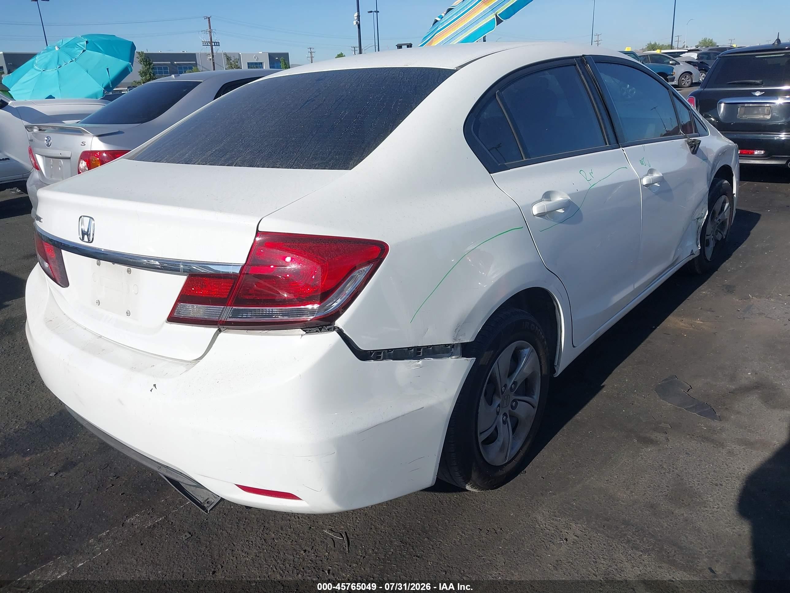 2014 Honda Civic Lx Белый vin: 19XFB2F52EE204543