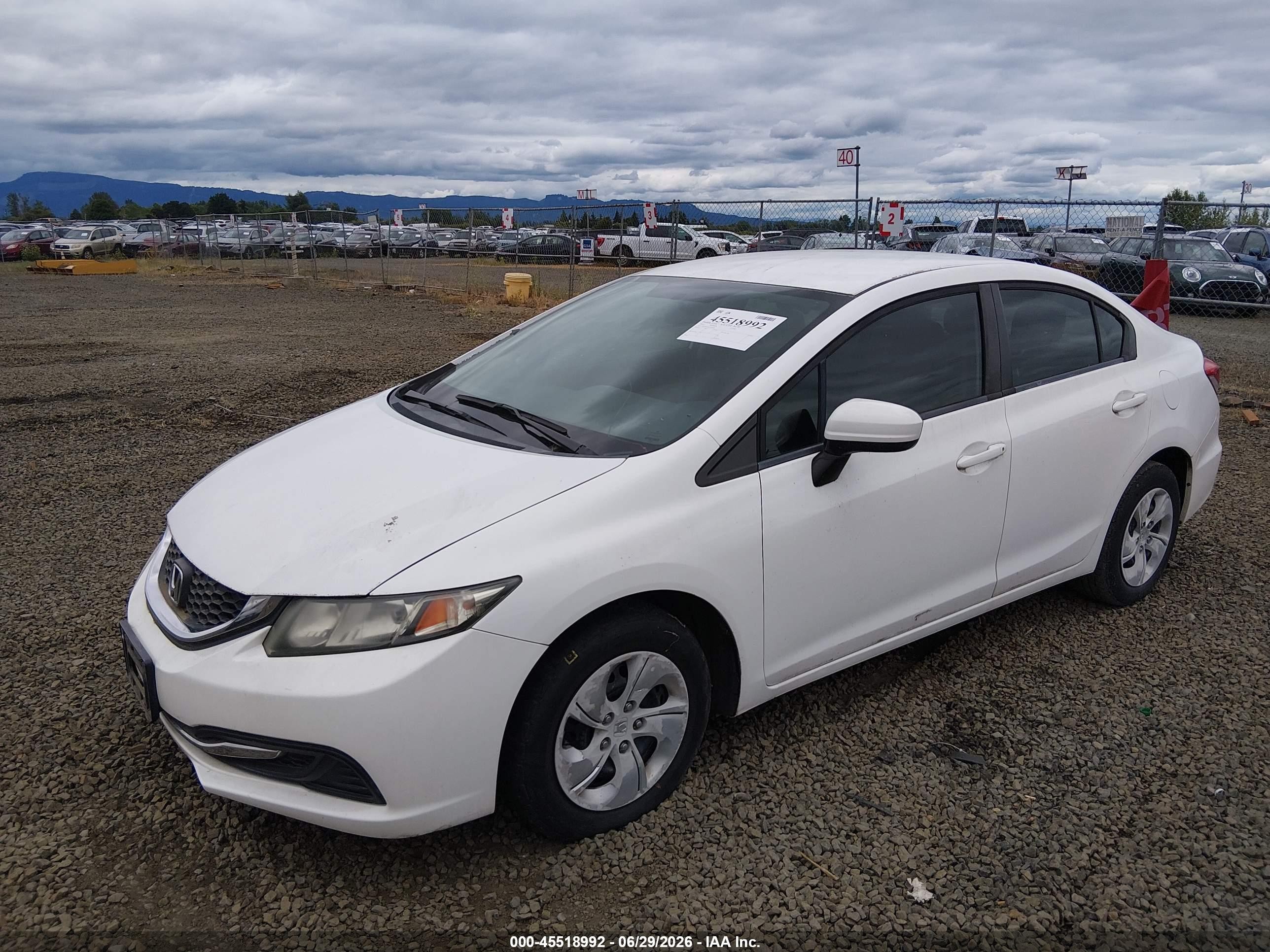 2014 Honda Civic Lx White vin: 19XFB2F52EE208348