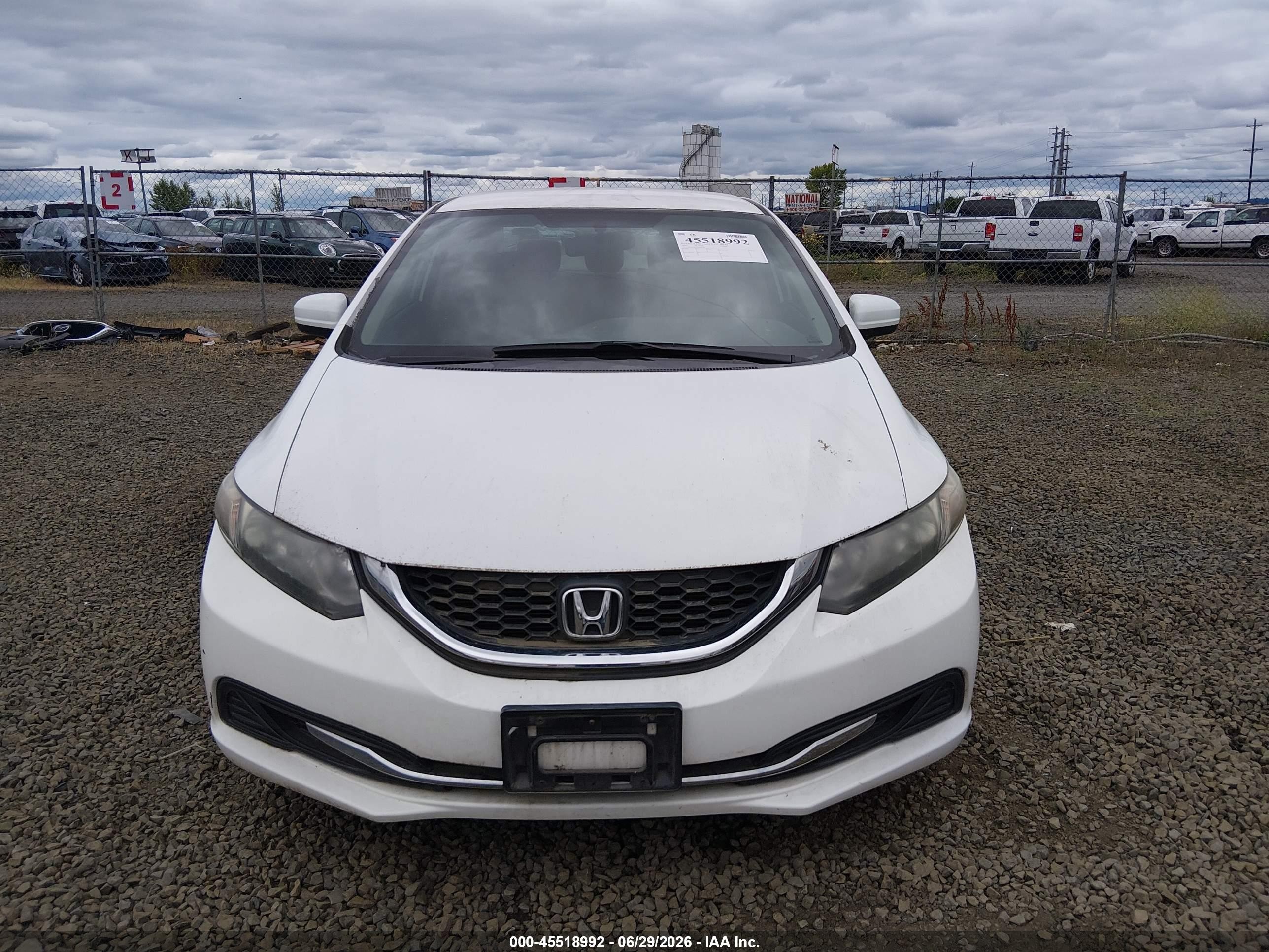 2014 Honda Civic Lx White vin: 19XFB2F52EE208348
