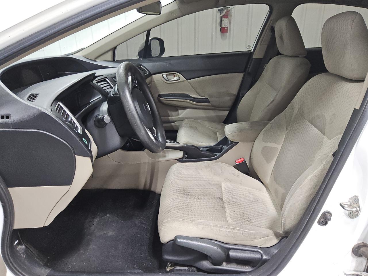 2014 Honda Civic Lx White vin: 19XFB2F52EE216420 Damage: Left Front Carpet, Stained, Permanent
