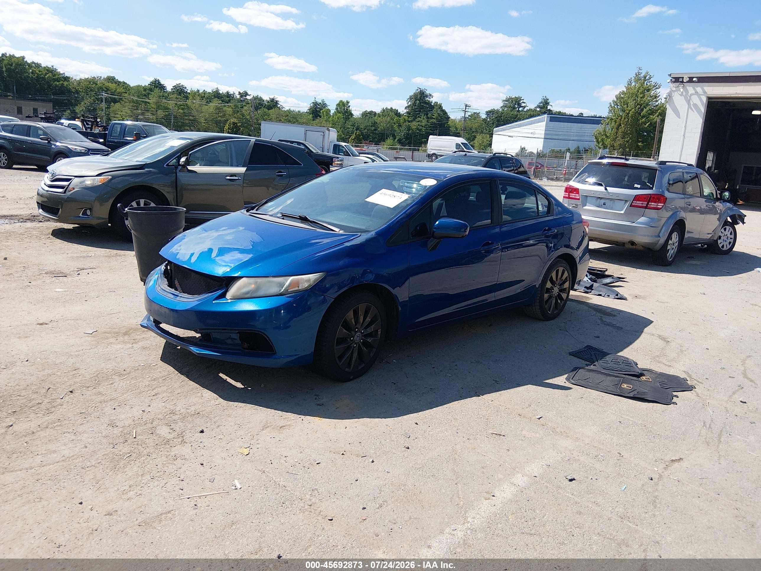2014 Honda Civic Lx Blue vin: 19XFB2F52EE216658
