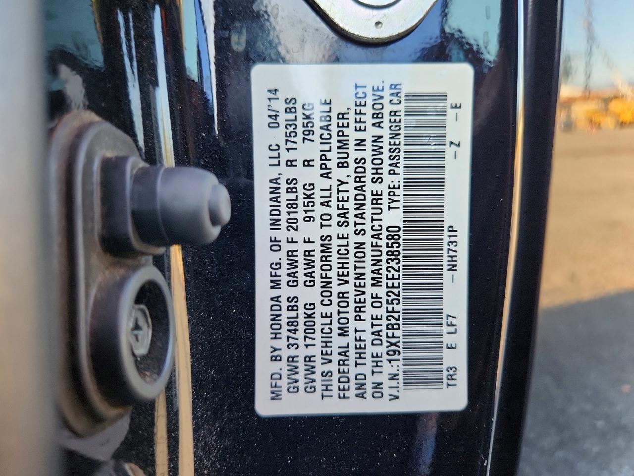 2014 Honda Civic Lx Черный vin: 19XFB2F52EE238580