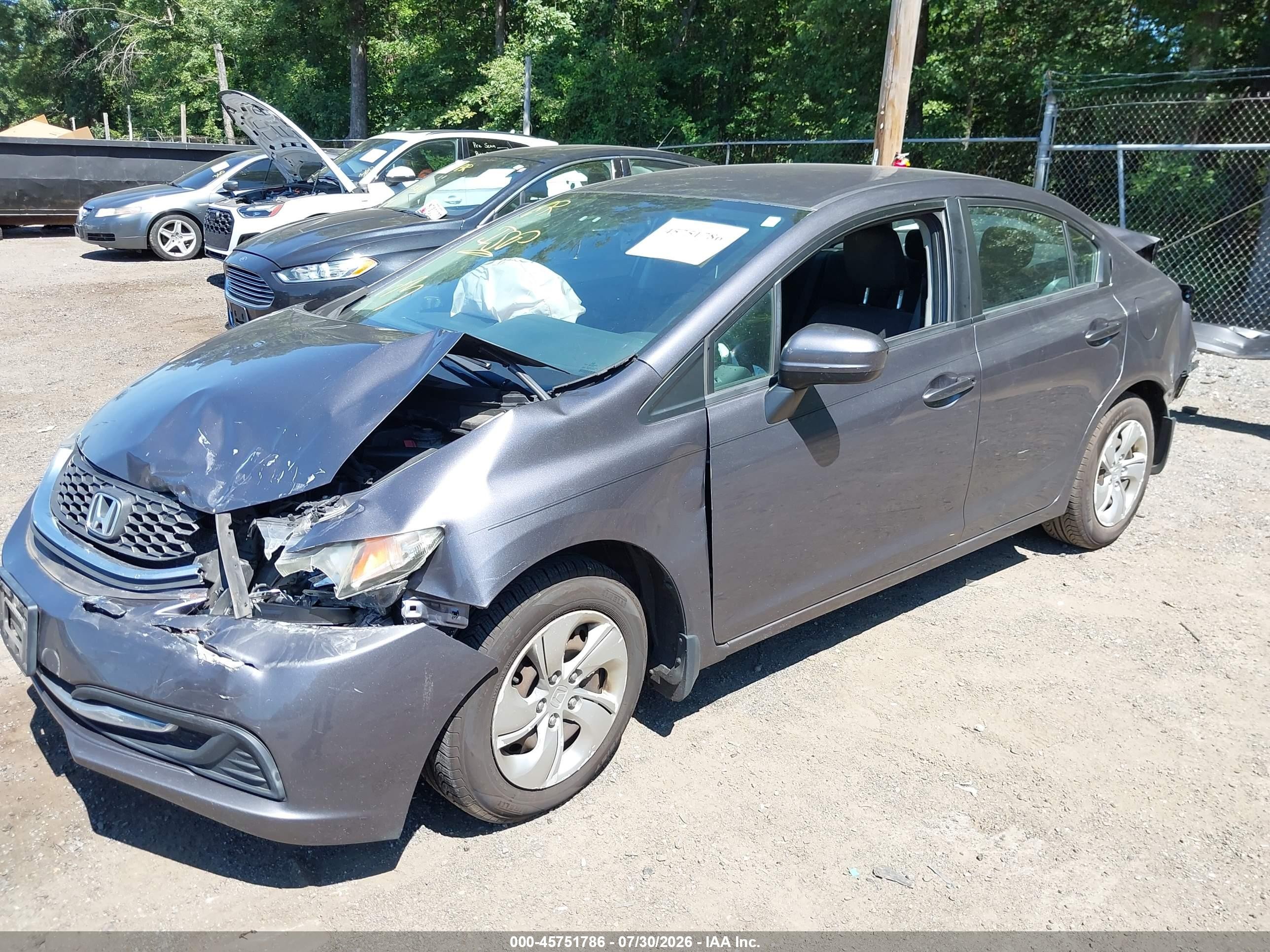 2014 Honda Civic Lx Gray vin: 19XFB2F52EE258375