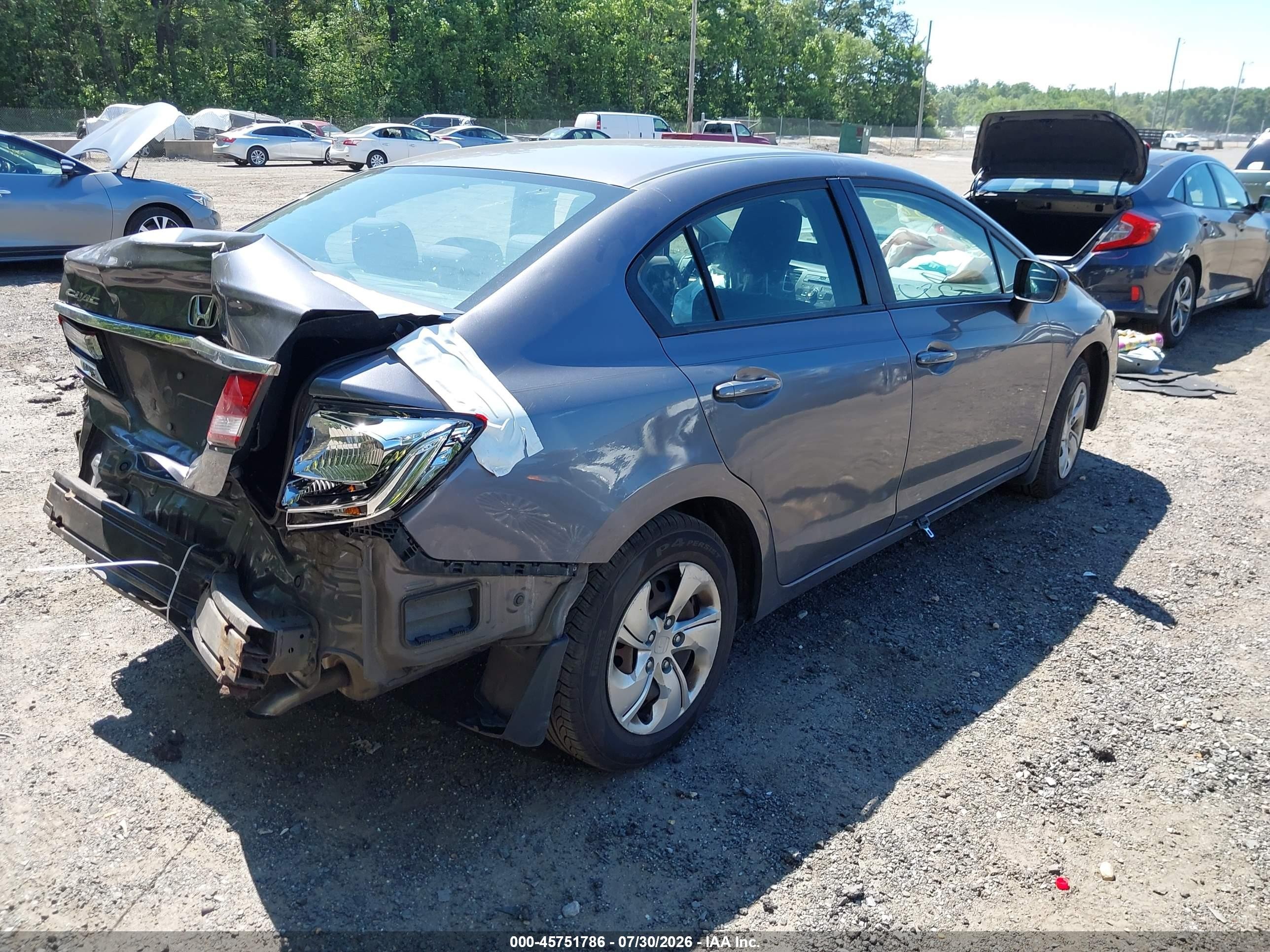 2014 Honda Civic Lx Gray vin: 19XFB2F52EE258375