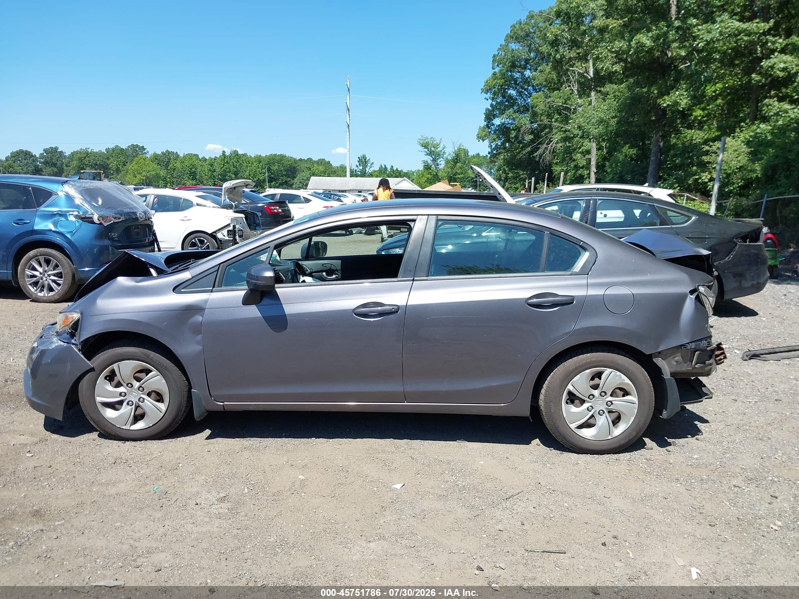 2014 Honda Civic Lx Gray vin: 19XFB2F52EE258375