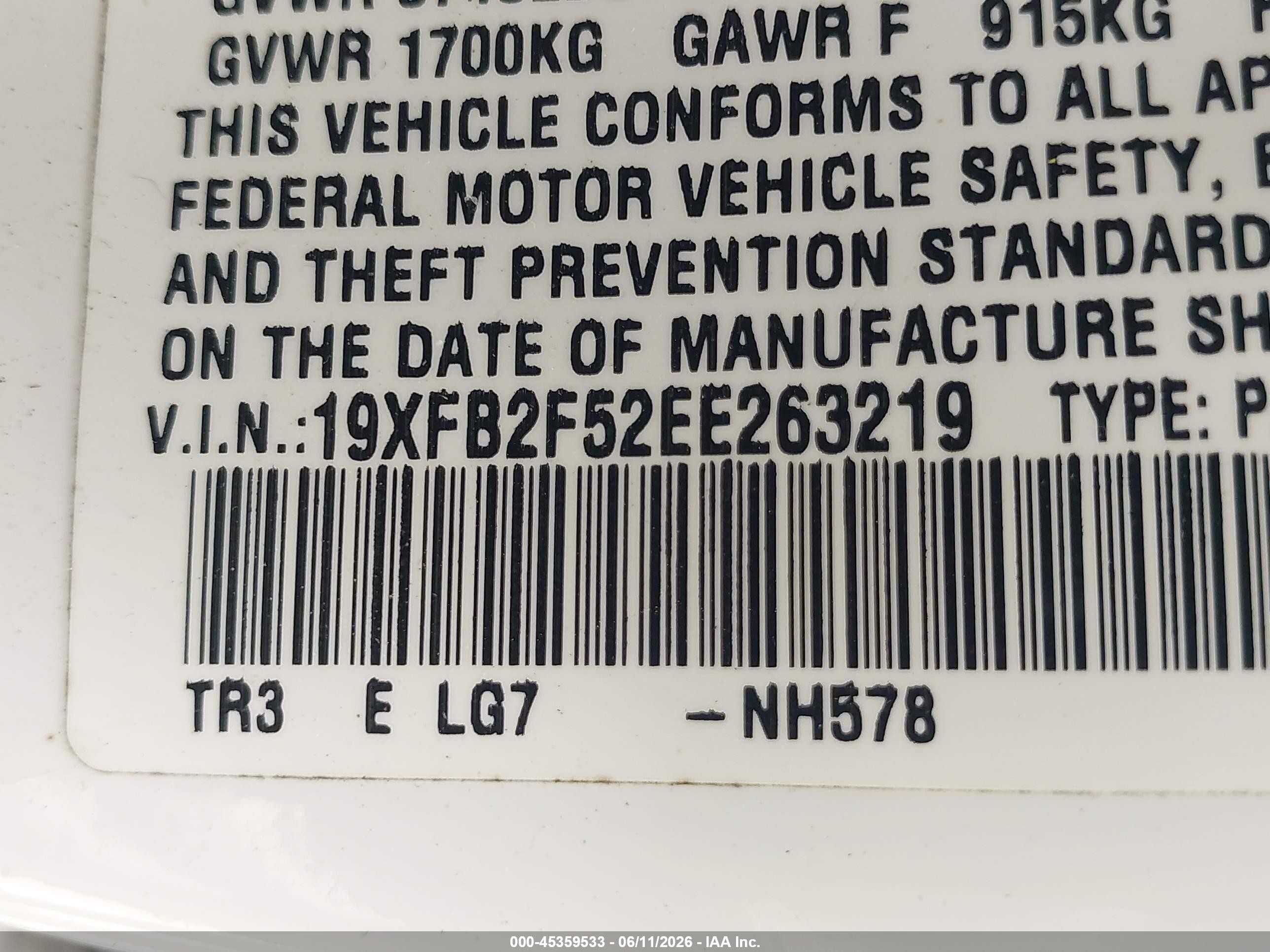 2014 Honda Civic Lx Белый vin: 19XFB2F52EE263219