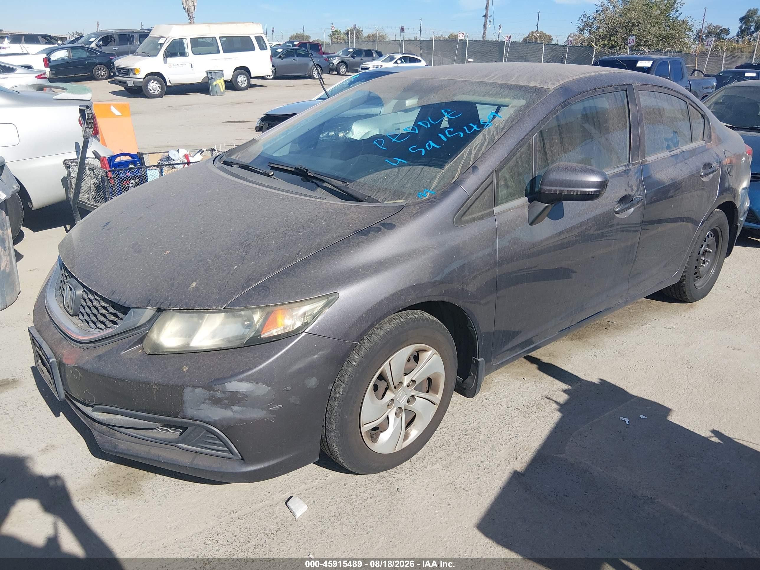 2014 Honda Civic Lx Gray vin: 19XFB2F52EE273202