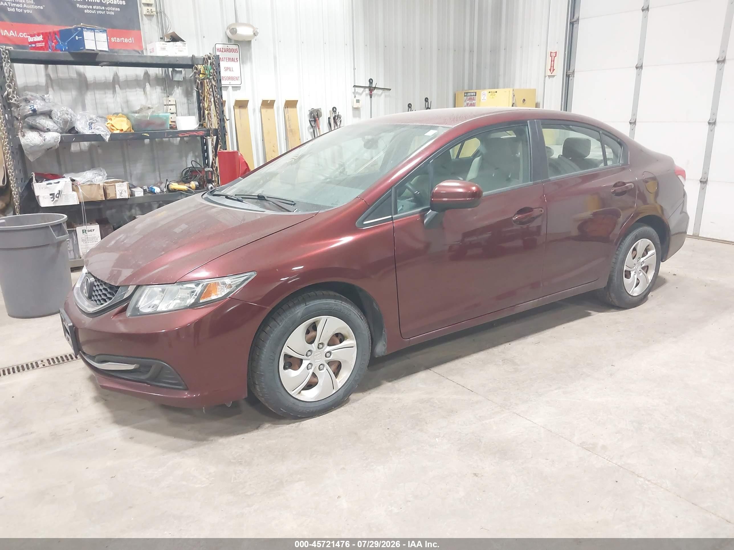 2015 Honda Civic Lx Maroon vin: 19XFB2F52FE014369