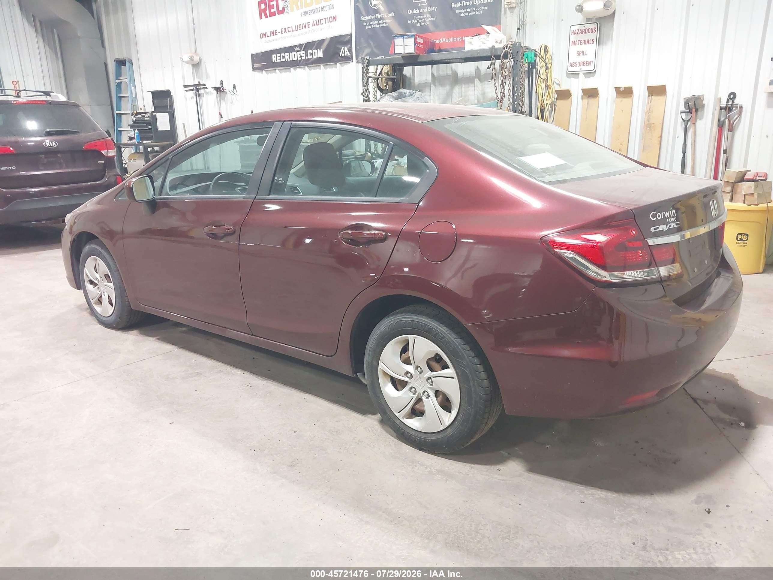 2015 Honda Civic Lx Maroon vin: 19XFB2F52FE014369