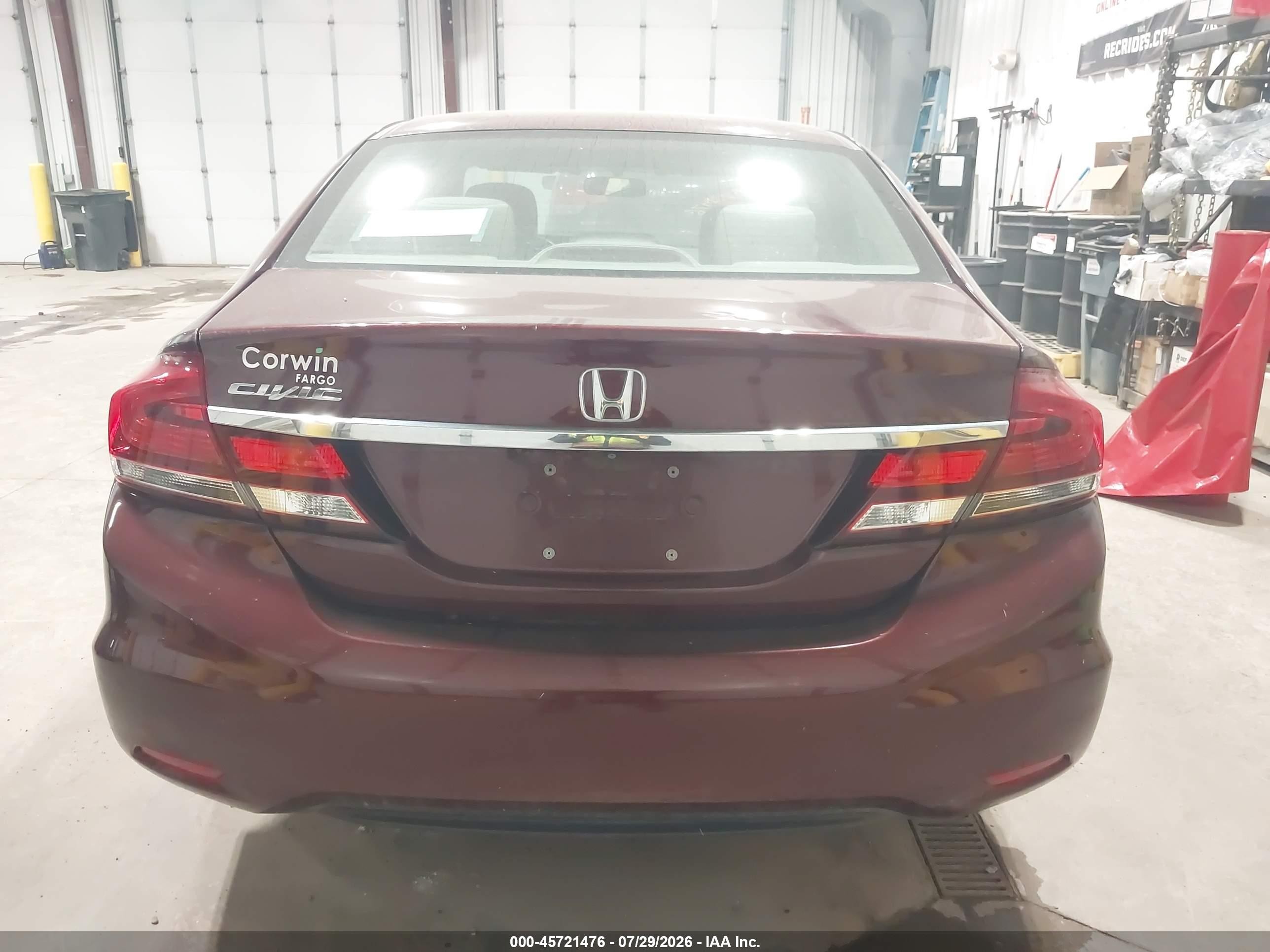 2015 Honda Civic Lx Maroon vin: 19XFB2F52FE014369