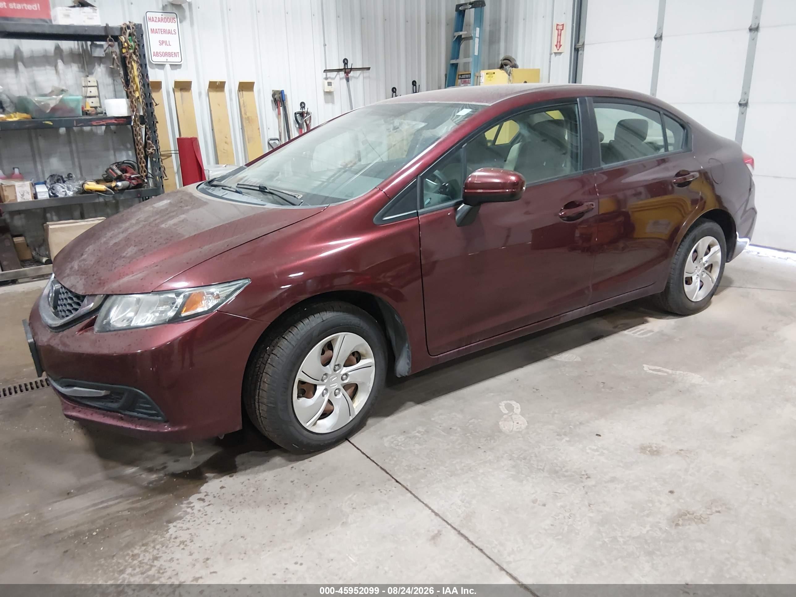 2015 Honda Civic Lx Maroon vin: 19XFB2F52FE014369