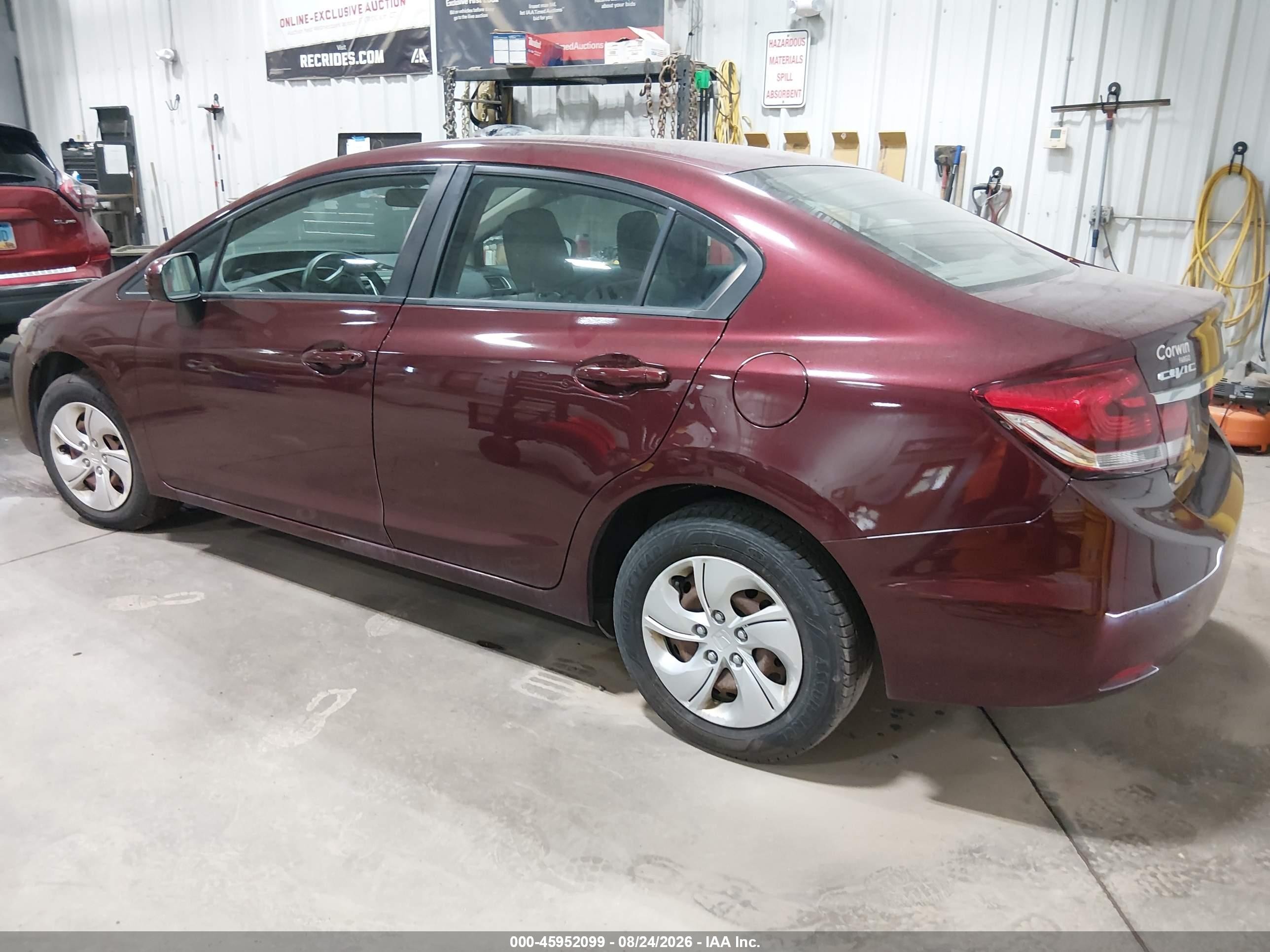 2015 Honda Civic Lx Maroon vin: 19XFB2F52FE014369