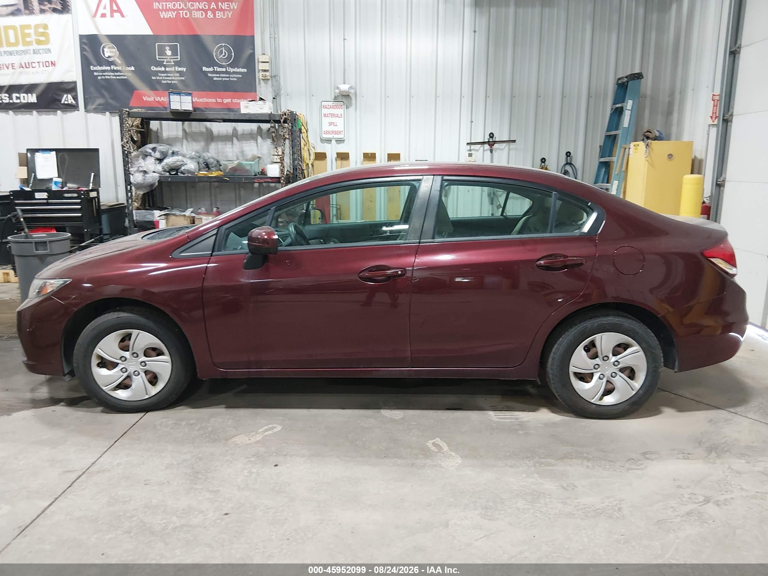 2015 Honda Civic Lx Maroon vin: 19XFB2F52FE014369