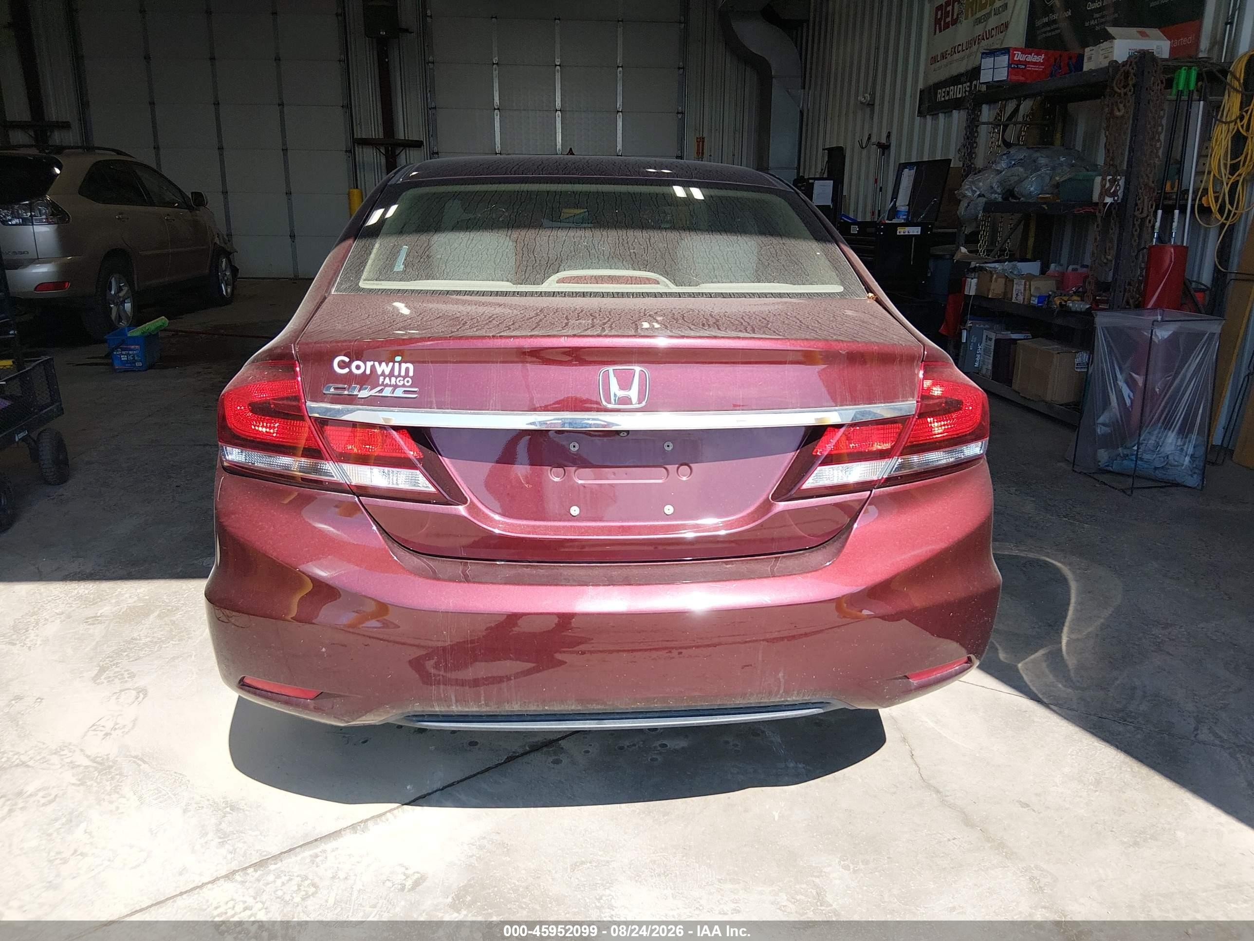 2015 Honda Civic Lx Maroon vin: 19XFB2F52FE014369