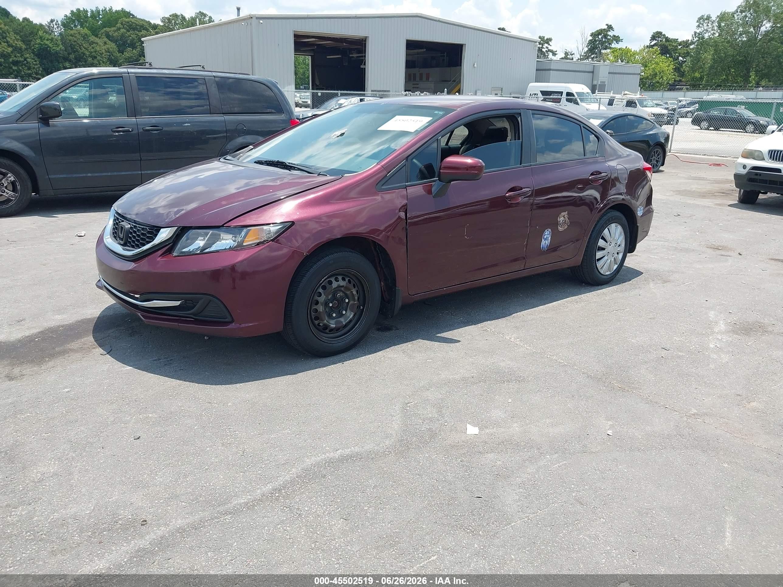 2015 Honda Civic Lx Burgundy vin: 19XFB2F52FE015442