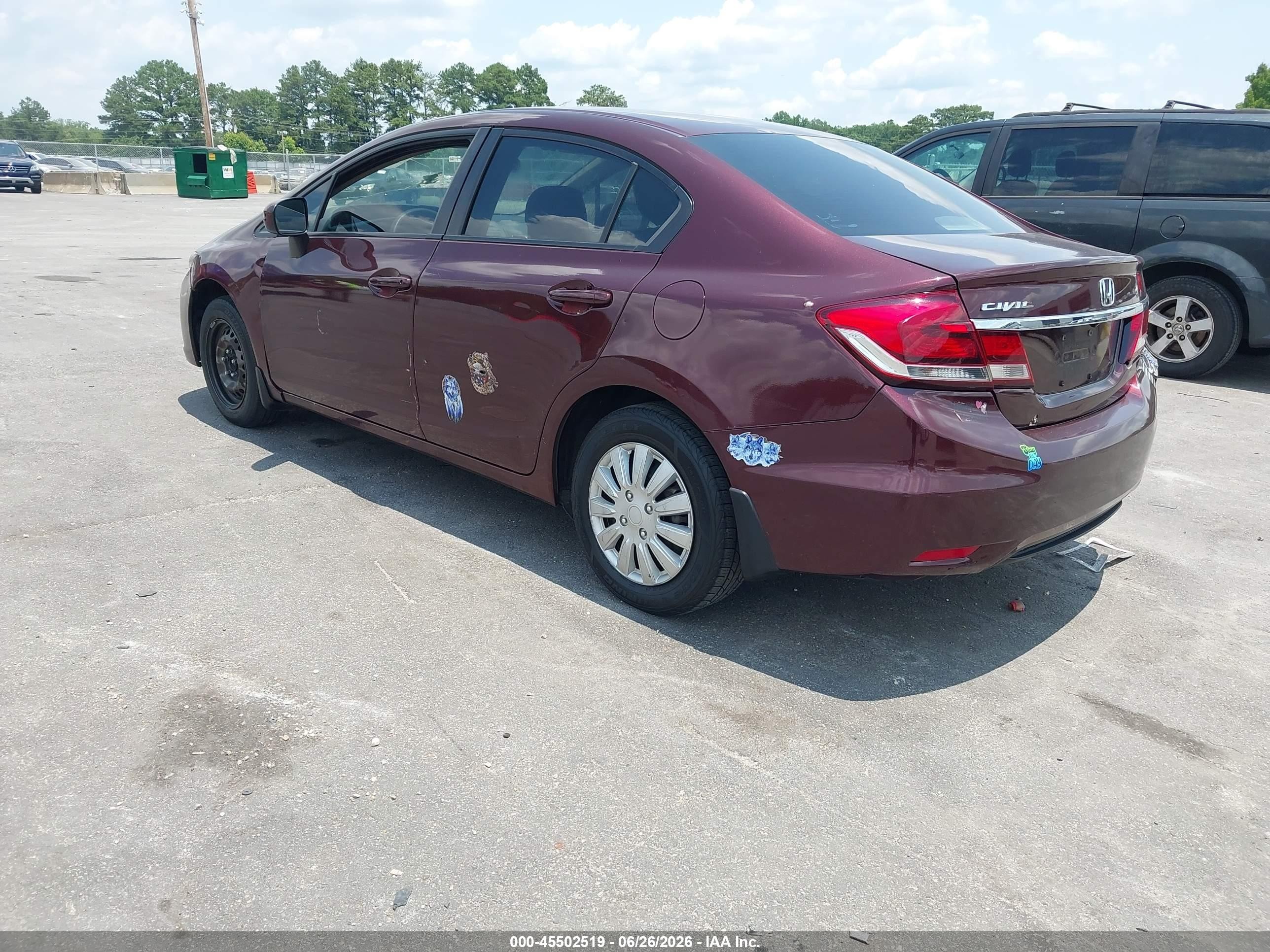 2015 Honda Civic Lx Burgundy vin: 19XFB2F52FE015442