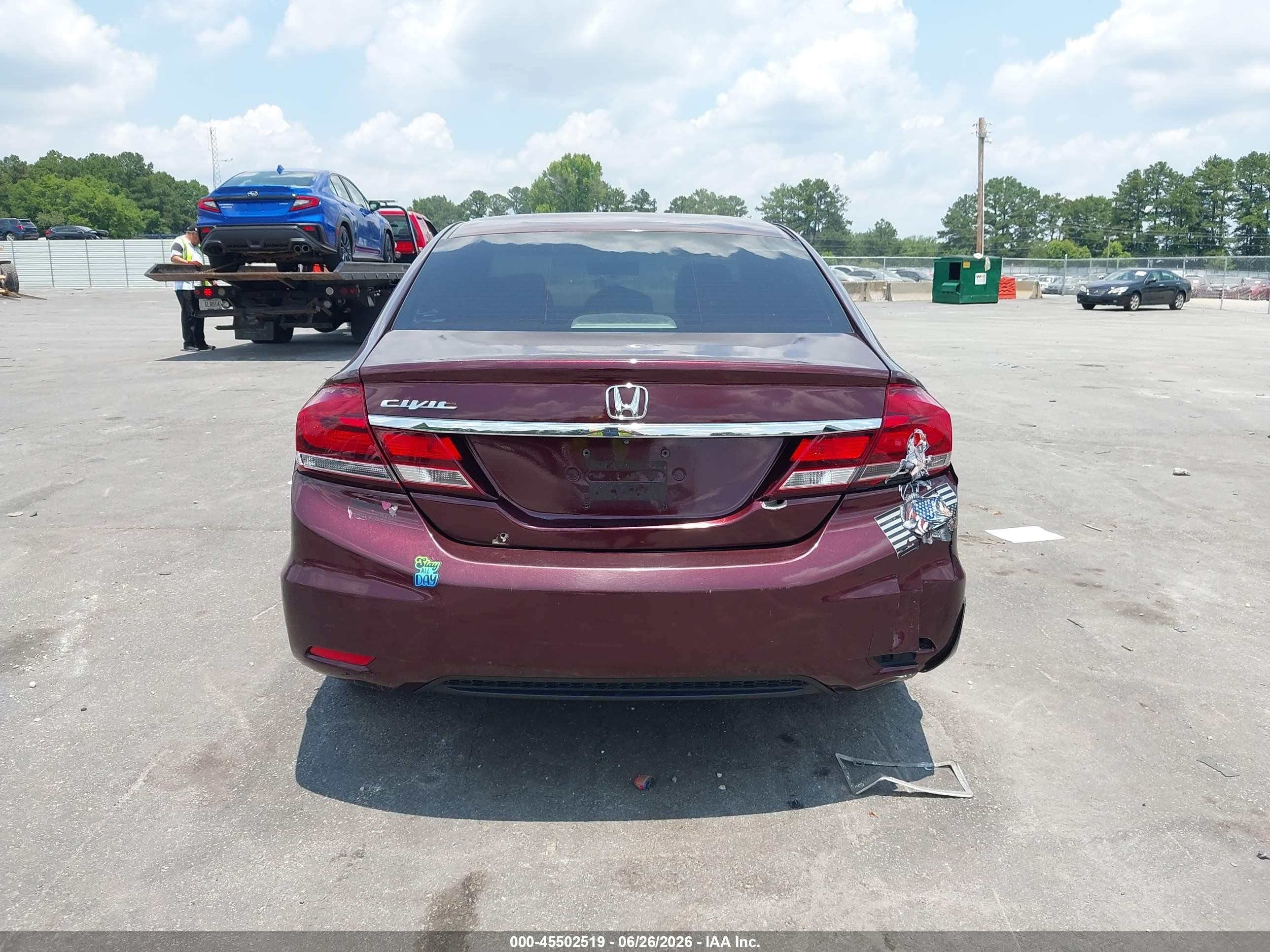2015 Honda Civic Lx Burgundy vin: 19XFB2F52FE015442