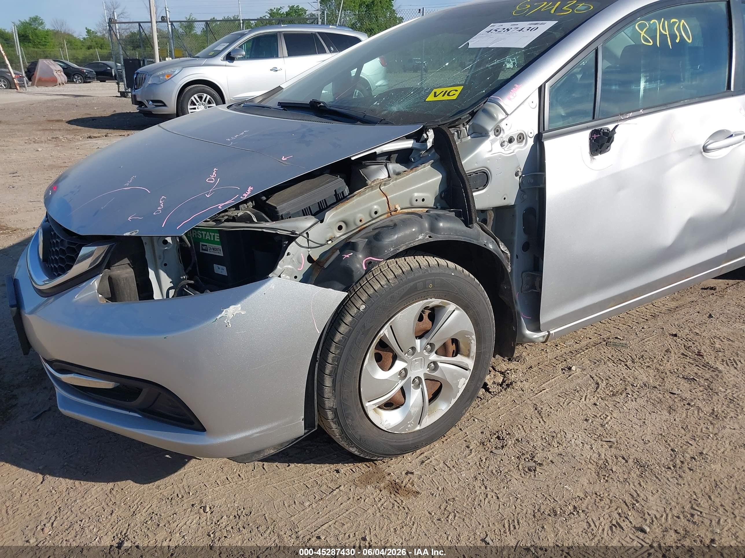 2015 Honda Civic Lx Gray vin: 19XFB2F52FE090402