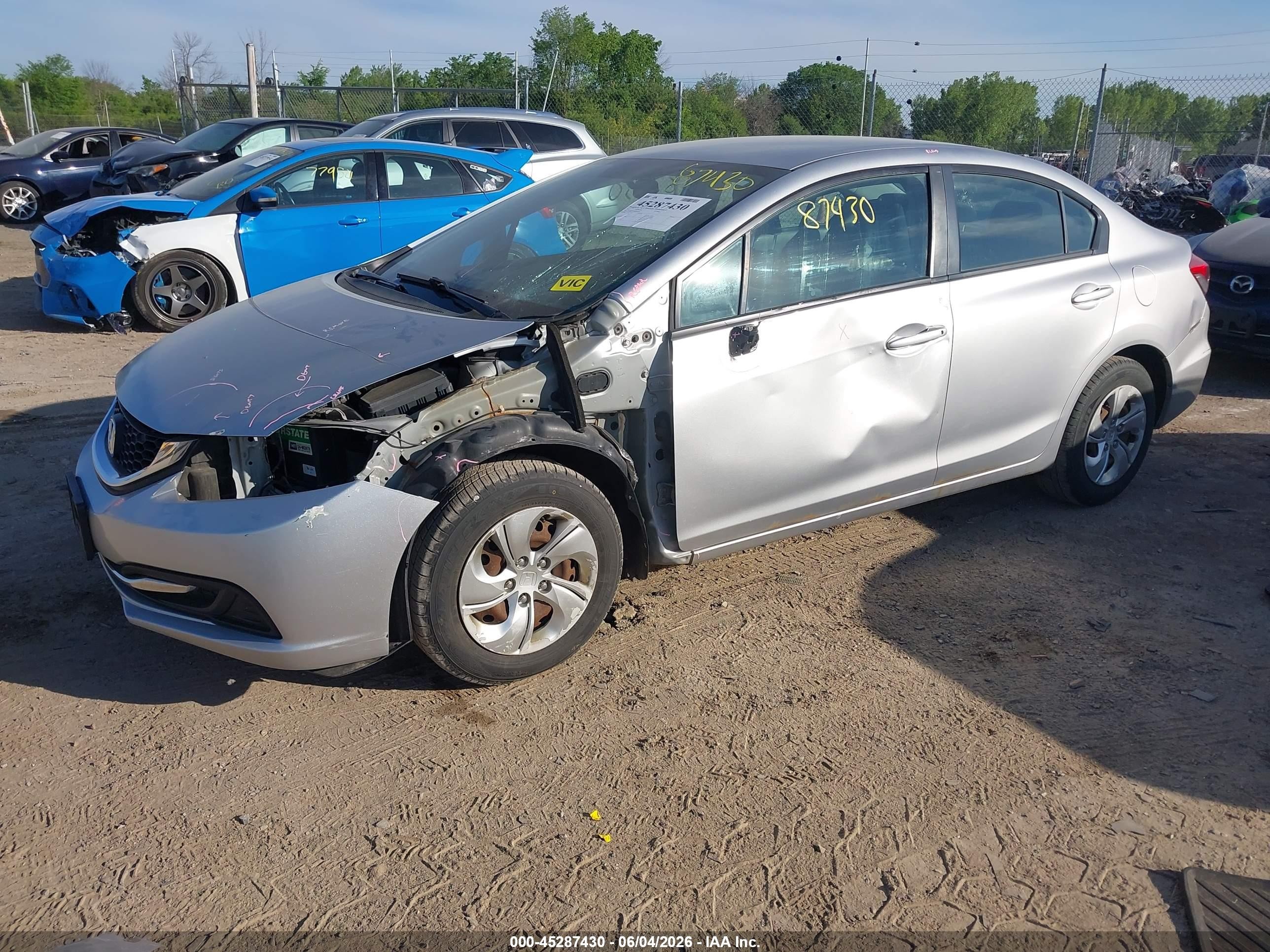 2015 Honda Civic Lx Gray vin: 19XFB2F52FE090402