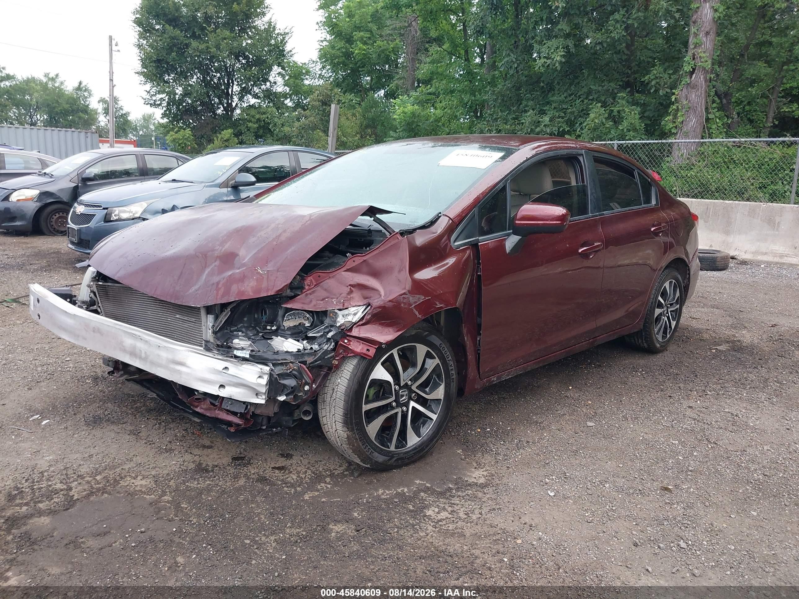 2015 Honda Civic Lx Бордовый vin: 19XFB2F52FE222476