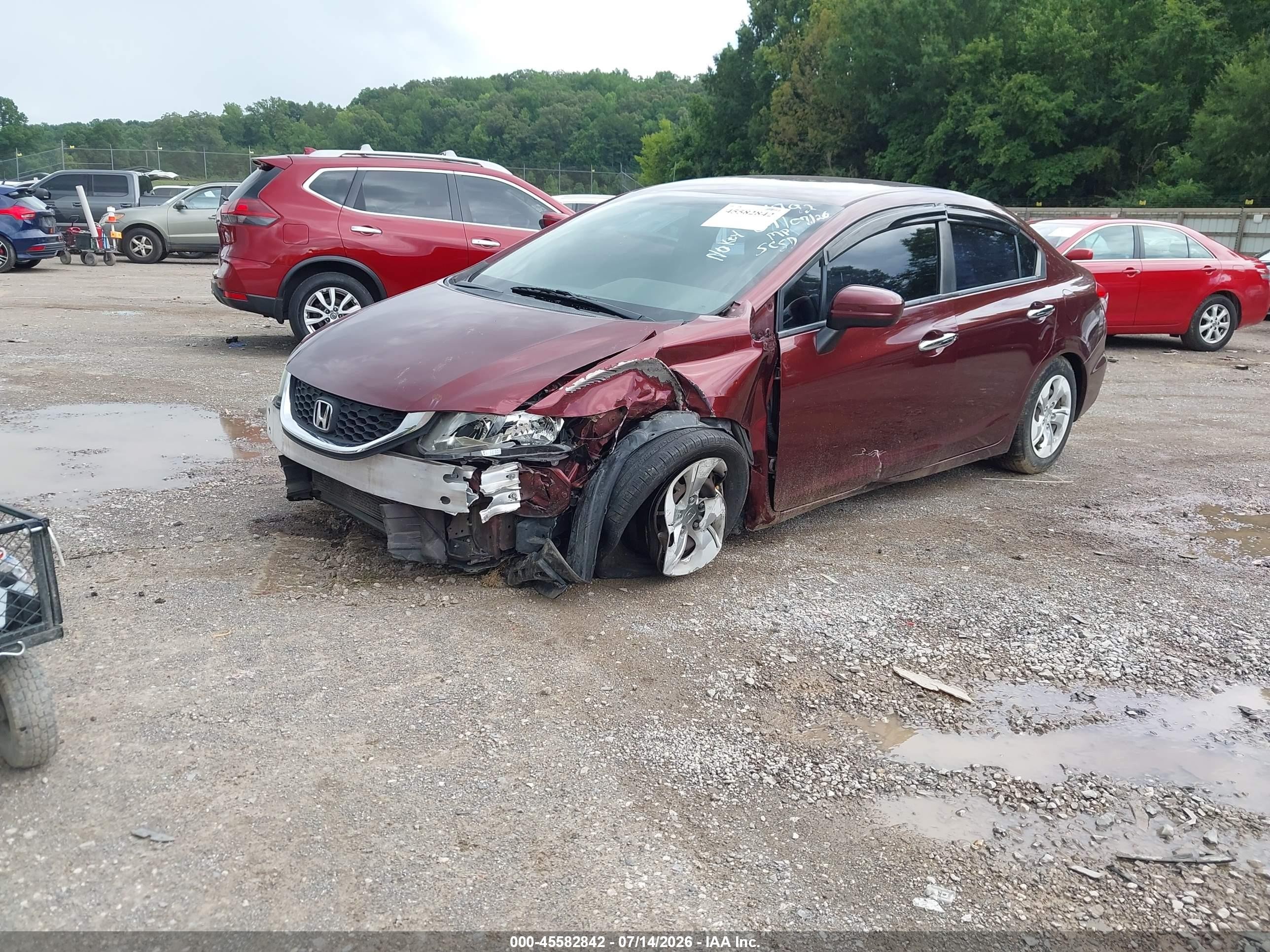 2015 Honda Civic Lx Red vin: 19XFB2F52FE251900