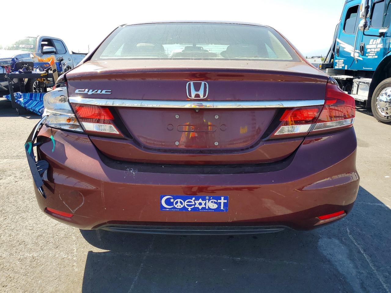 2015 Honda Civic Lx Burgundy vin: 19XFB2F52FE284704