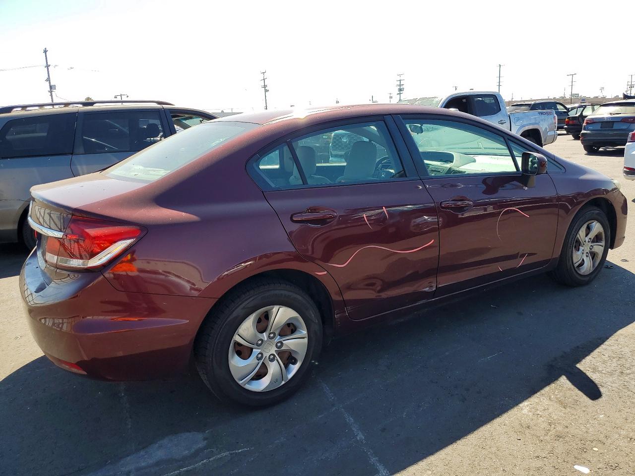 2015 Honda Civic Lx Burgundy vin: 19XFB2F52FE284704